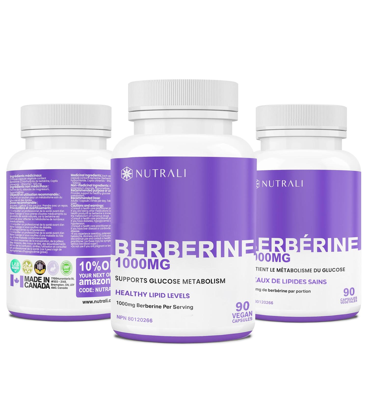New Berberine MAXIMUM POTENCY 1000mg per Serving (2 capsules 500mg each) Supports Blood Sugar Levels Healthy Lipid (Fat) and Glucose Metabolism. Non-GMO Vegan Gluten Free. 90 Easy to Swallow Capsules- 3 pack 90 count (Pack of 3) - Buy Online on GoSupps.com
