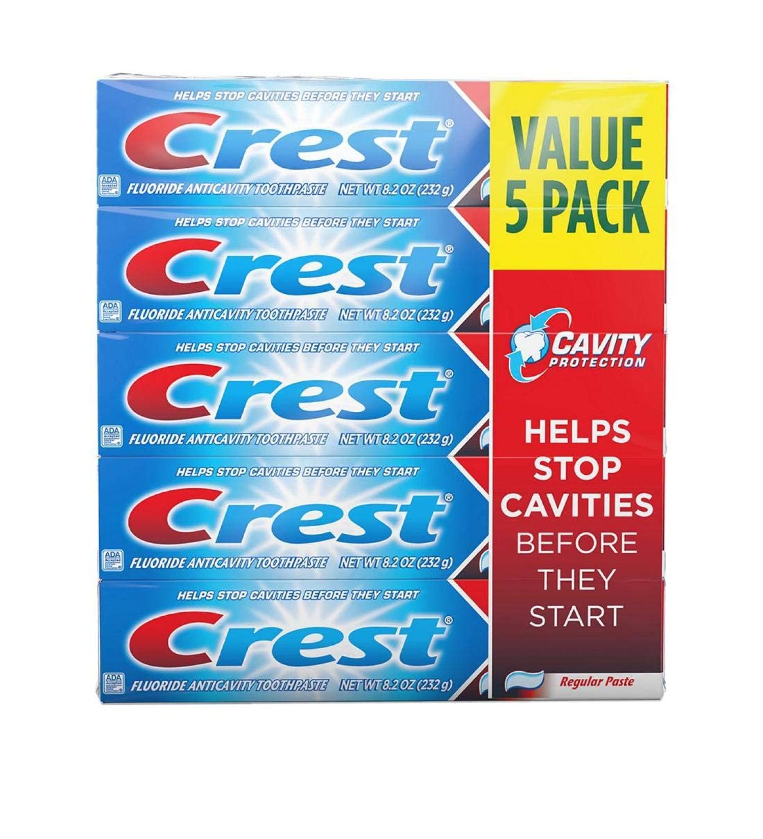 Crest Toothpaste 8.2 oz Cavity Protect 5-Pack - Dental Hygiene Essential - Buy Online on GoSupps.com
