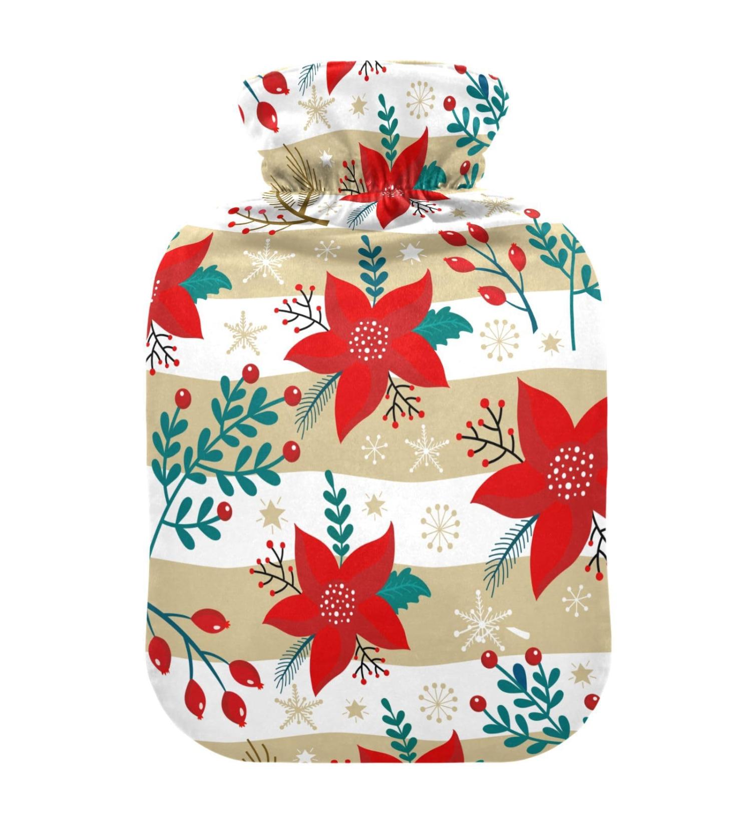 2L Poinsettia Heat Bottle for Pain Relief - Perfect for Headaches Back Pain & Foot Warmth - Ideal Water Bag for Bed Warmth - Buy Online on GoSupps.com