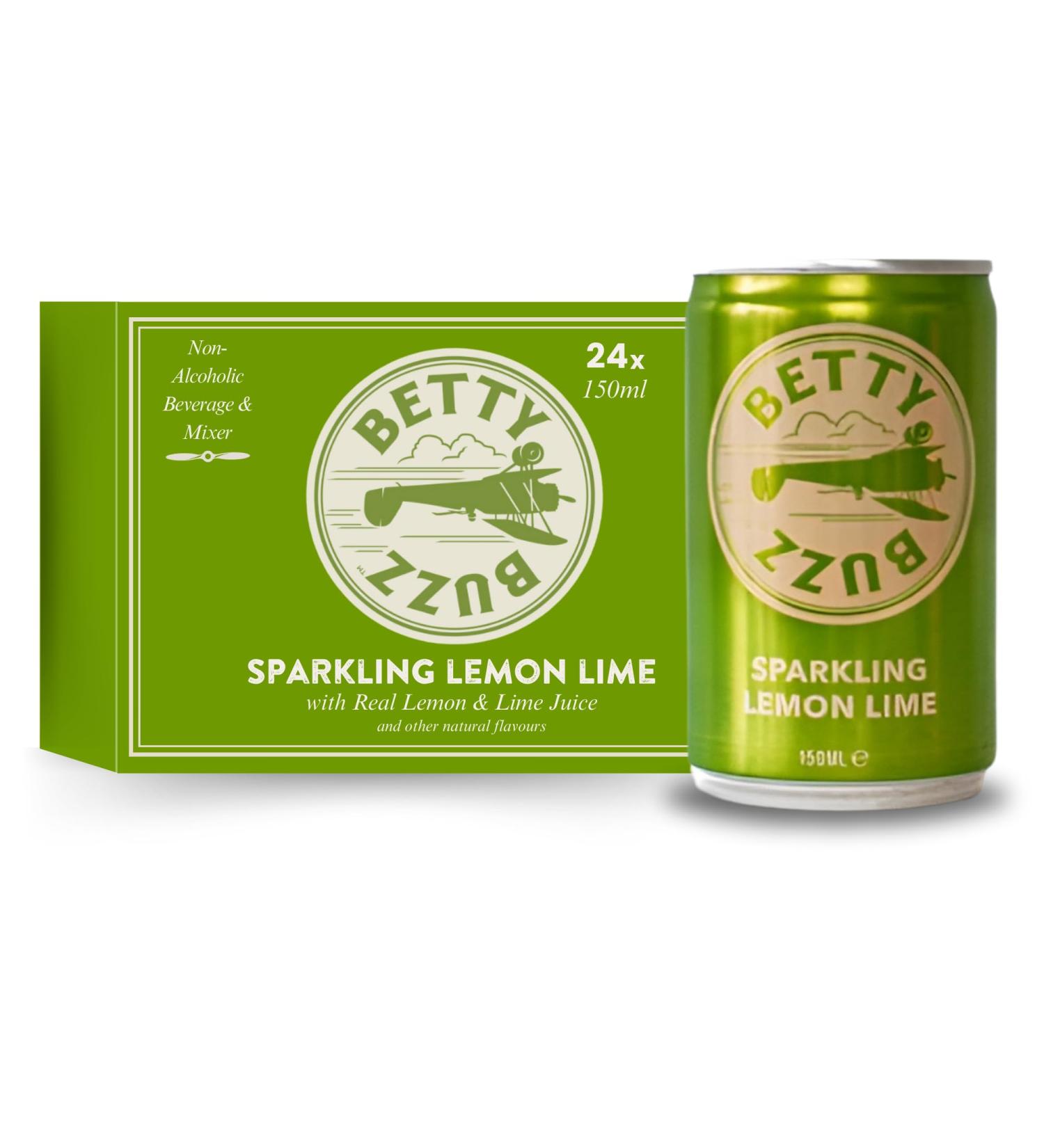 Betty Buzz Sparkling Lemon Lime Premium Mixer by Blake Lively | Natural Ingredients | 24 x 150ml Cans - Buy Online on GoSupps.com