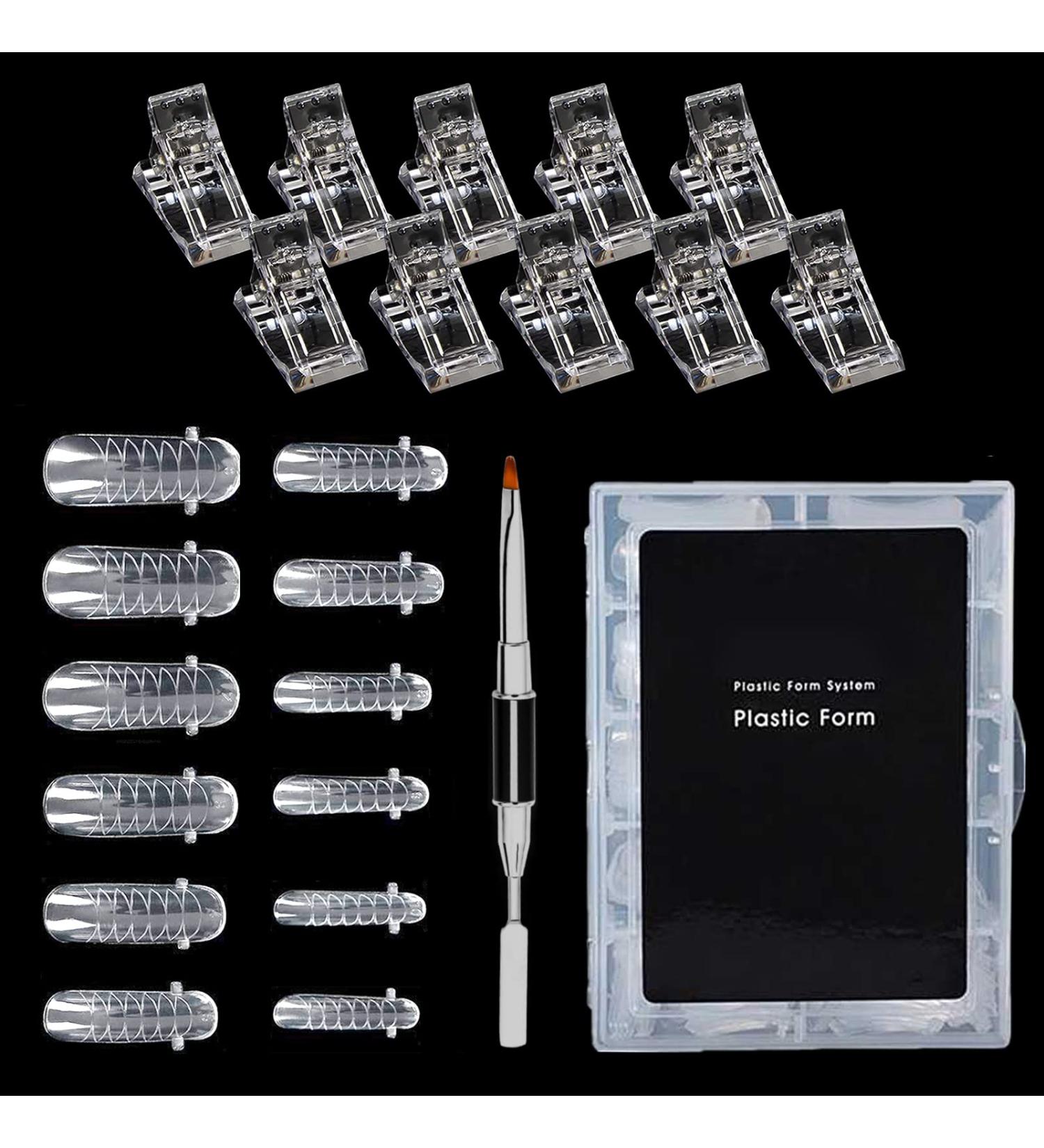 120 Pieces Artificial Fingernails Set - Dual-Ended Acrylic Brush & Nail Tip Clips for DIY Nail Art - Perfect for Women & Girls - Buy Online on GoSupps.com