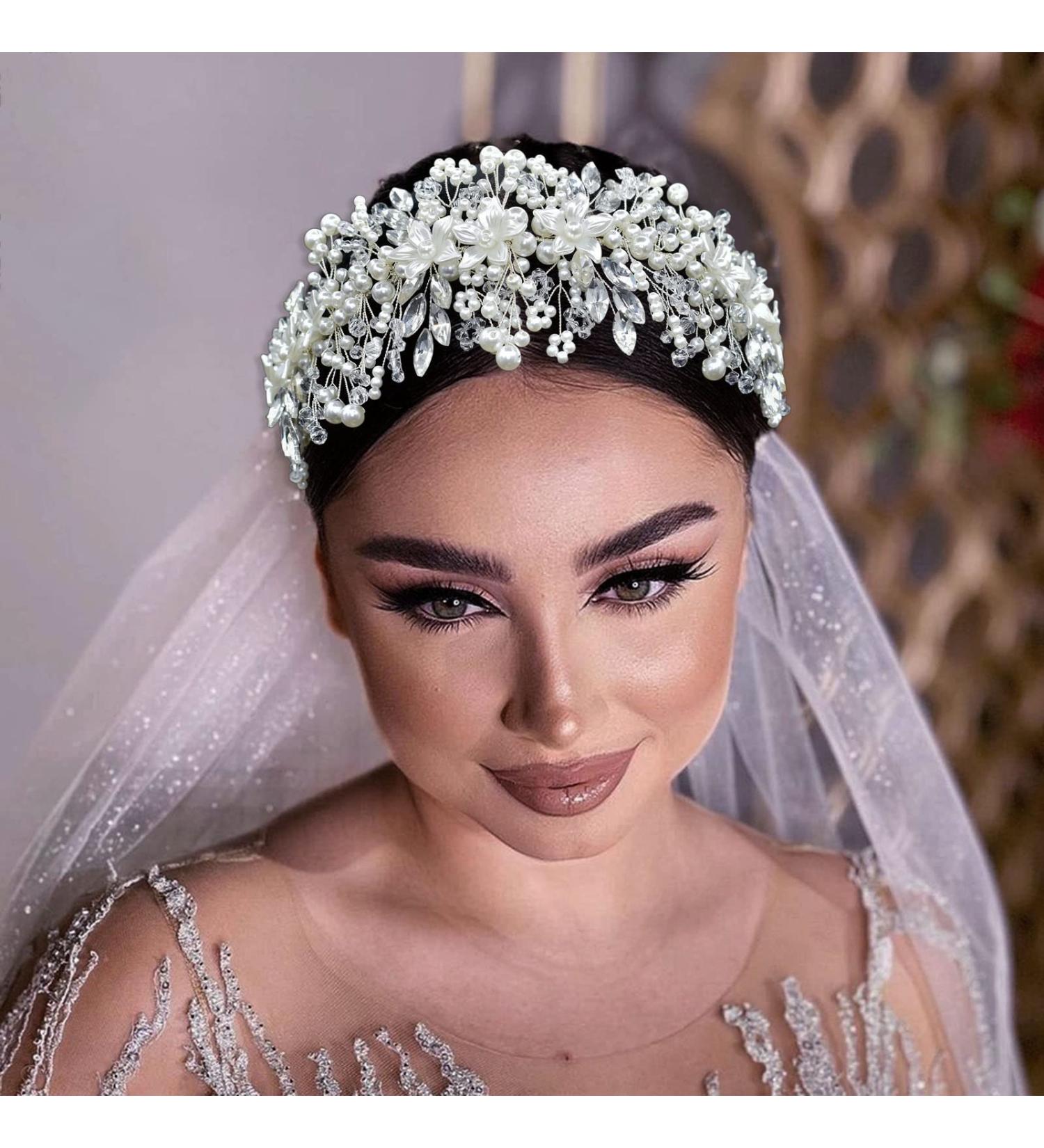 WONRLUA Pearl Bridal Headband - Rhinestone Wedding Hairpiece for Bride - Buy Online on GoSupps.com