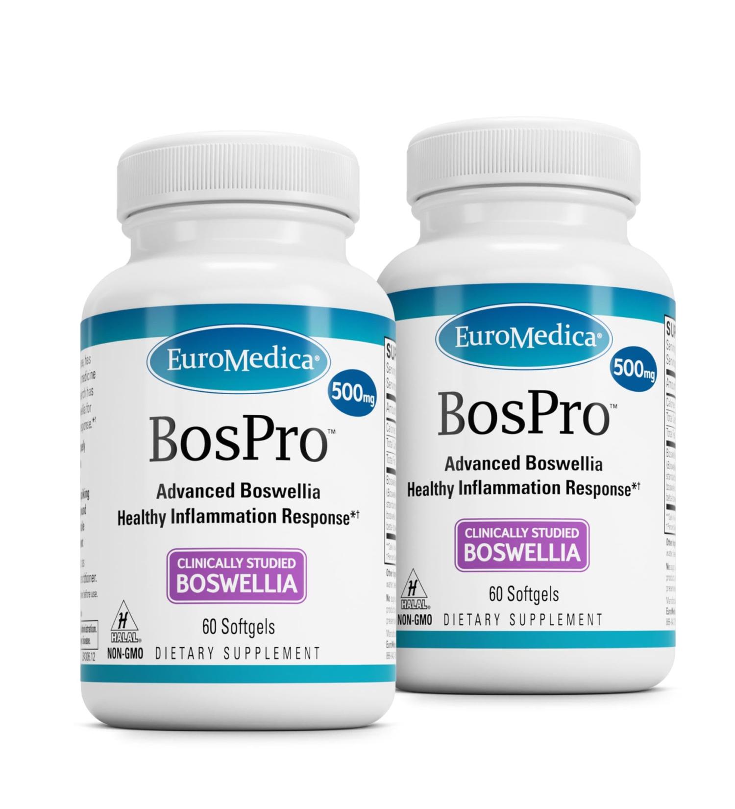 EuroMedica BosPro - Boswellia Serrata Extract Supplement - Dietary Supplement for Healthy Lung Support - Herbal Supplement Formula - 60 Softgels, 2 Pack (120 Softgels) - Buy Online on GoSupps.com