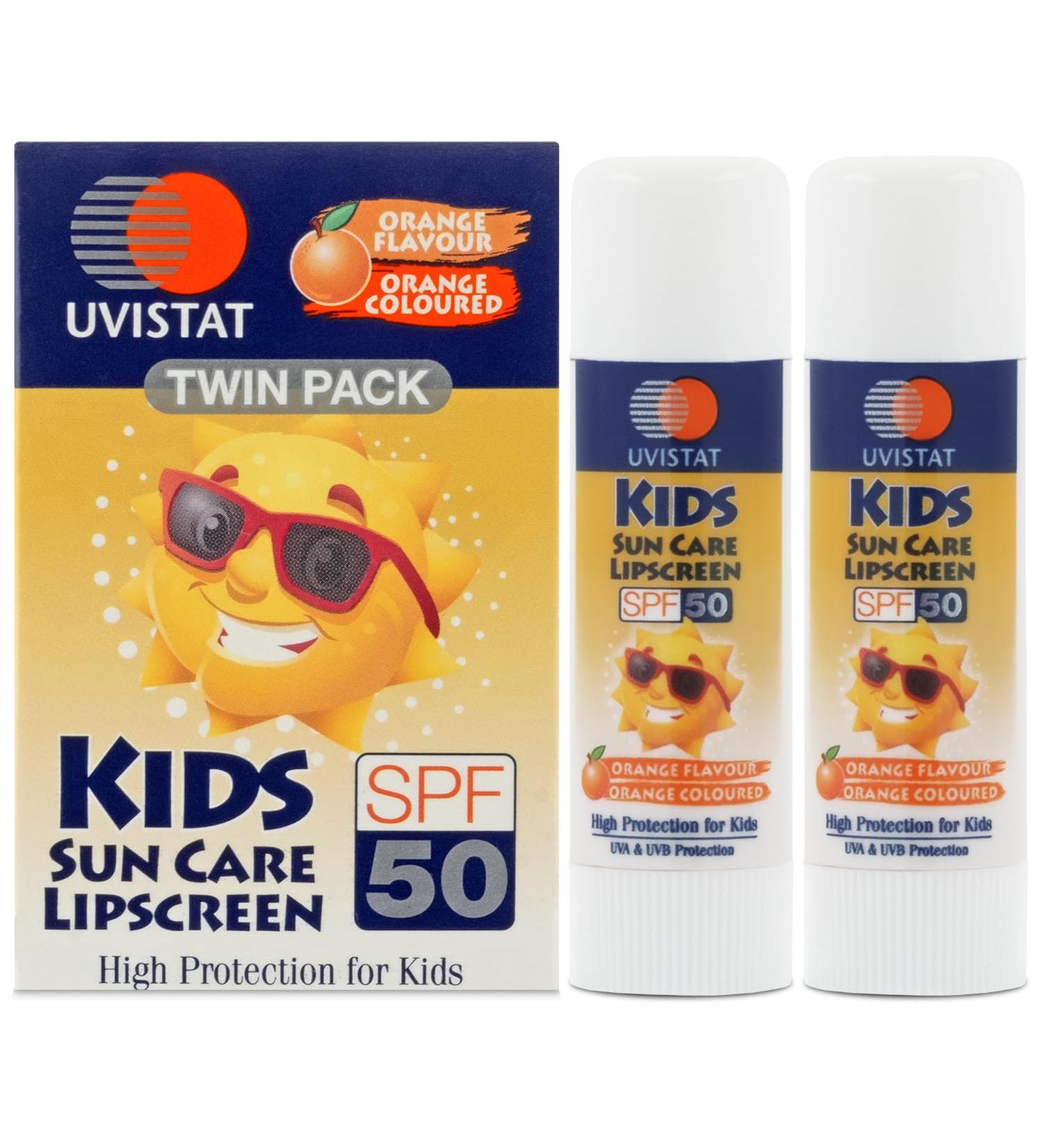 Uvistat Kids Sun Care Lipscreen | SPF50 | Moisturising Lip Balm for Kids | Prevent Dry and Chapped Lips | 2 Tubes - Buy Online on GoSupps.com
