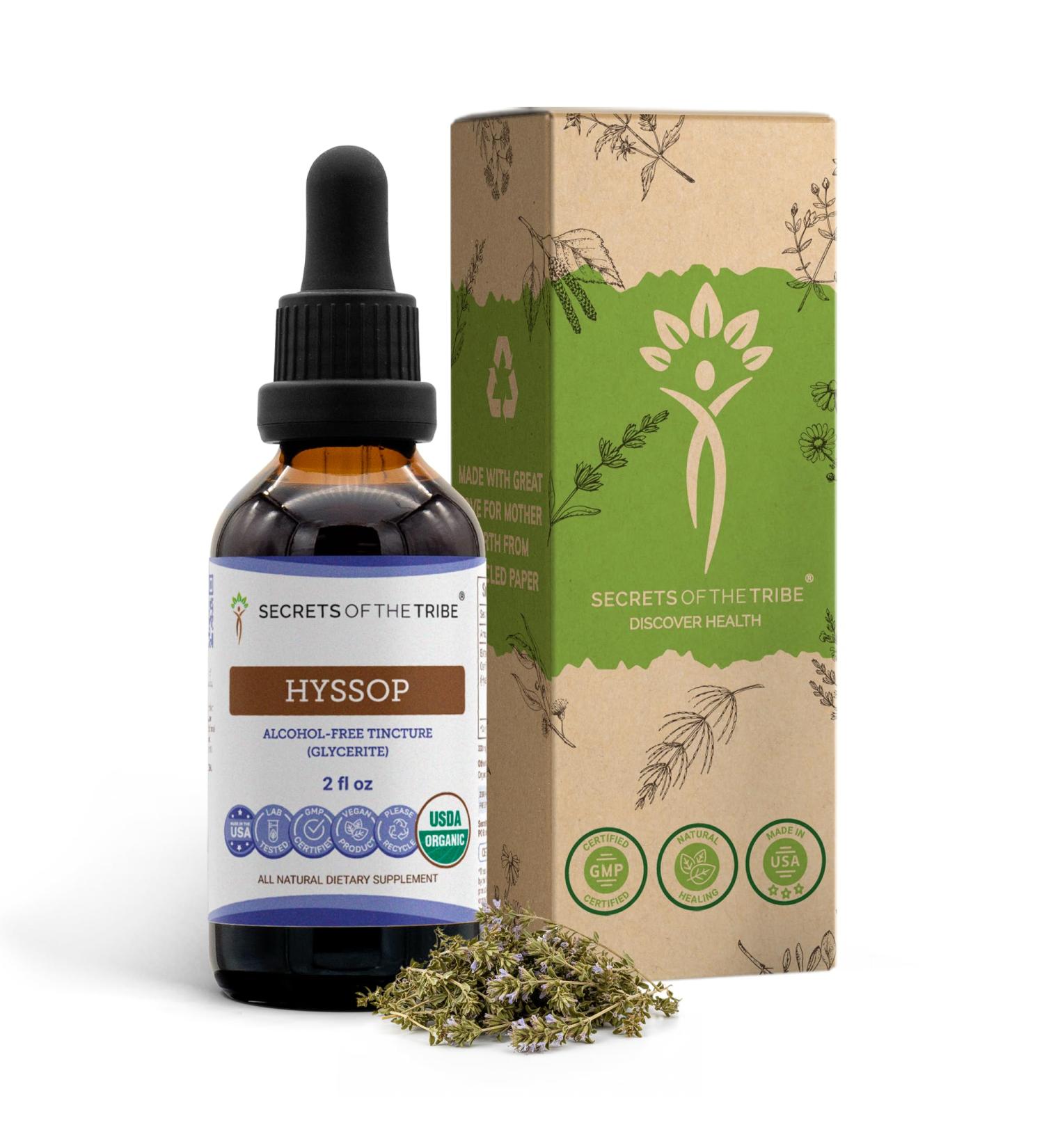 Hyssop USDA Organic | Alcohol-Free Extract High-Potency Herbal Drops | Made from 100% Certified Organic Hyssop (Hyssopus officinalis) Dried Herb (2 oz) 2.00 Fl Oz (Pack of 1) - Buy Online on GoSupps.com