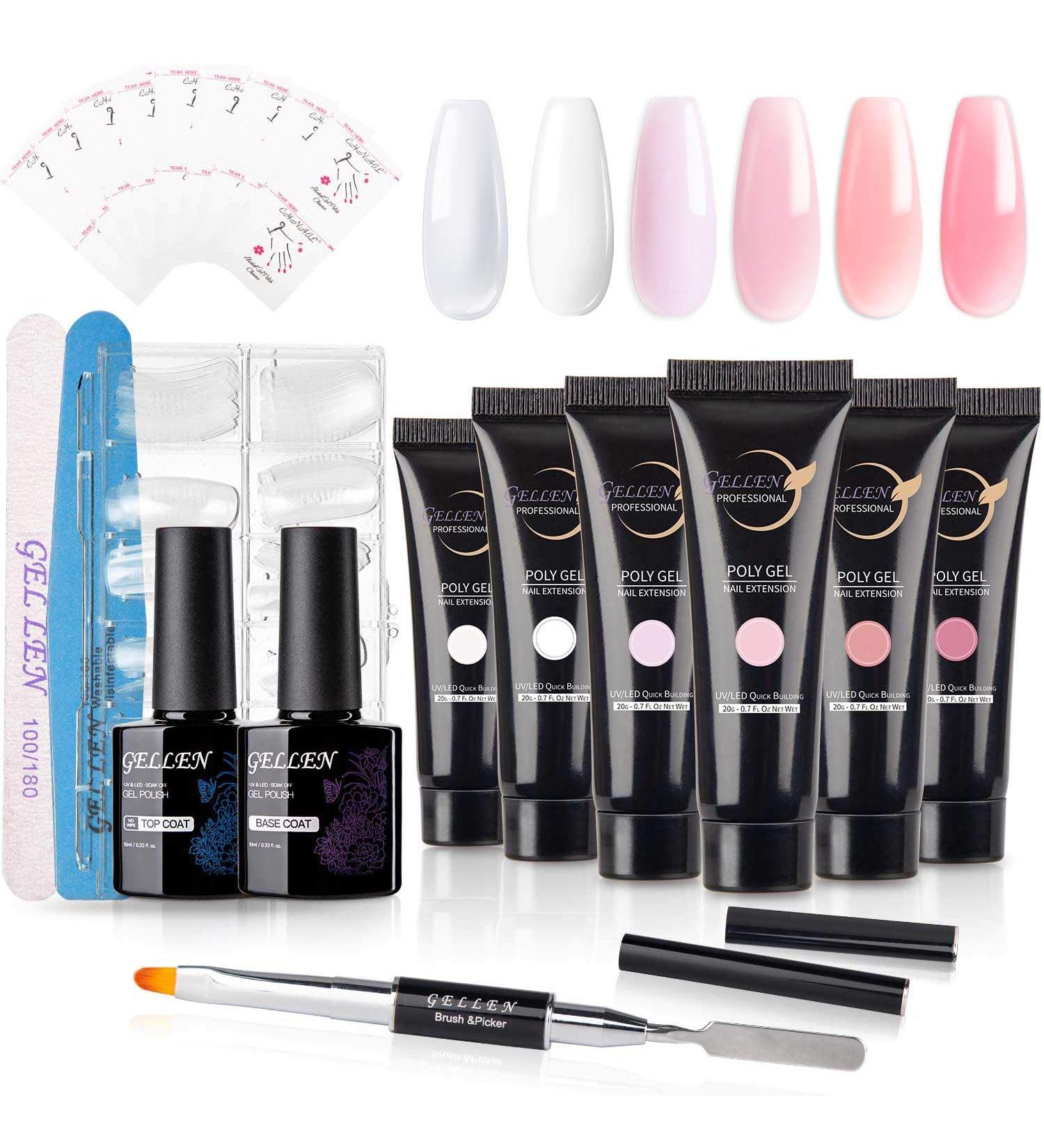 Gellen Poly Nail Gel Kit - 6 Pink Colors for Acrylic Nail Extensions - Buy Online on GoSupps.com