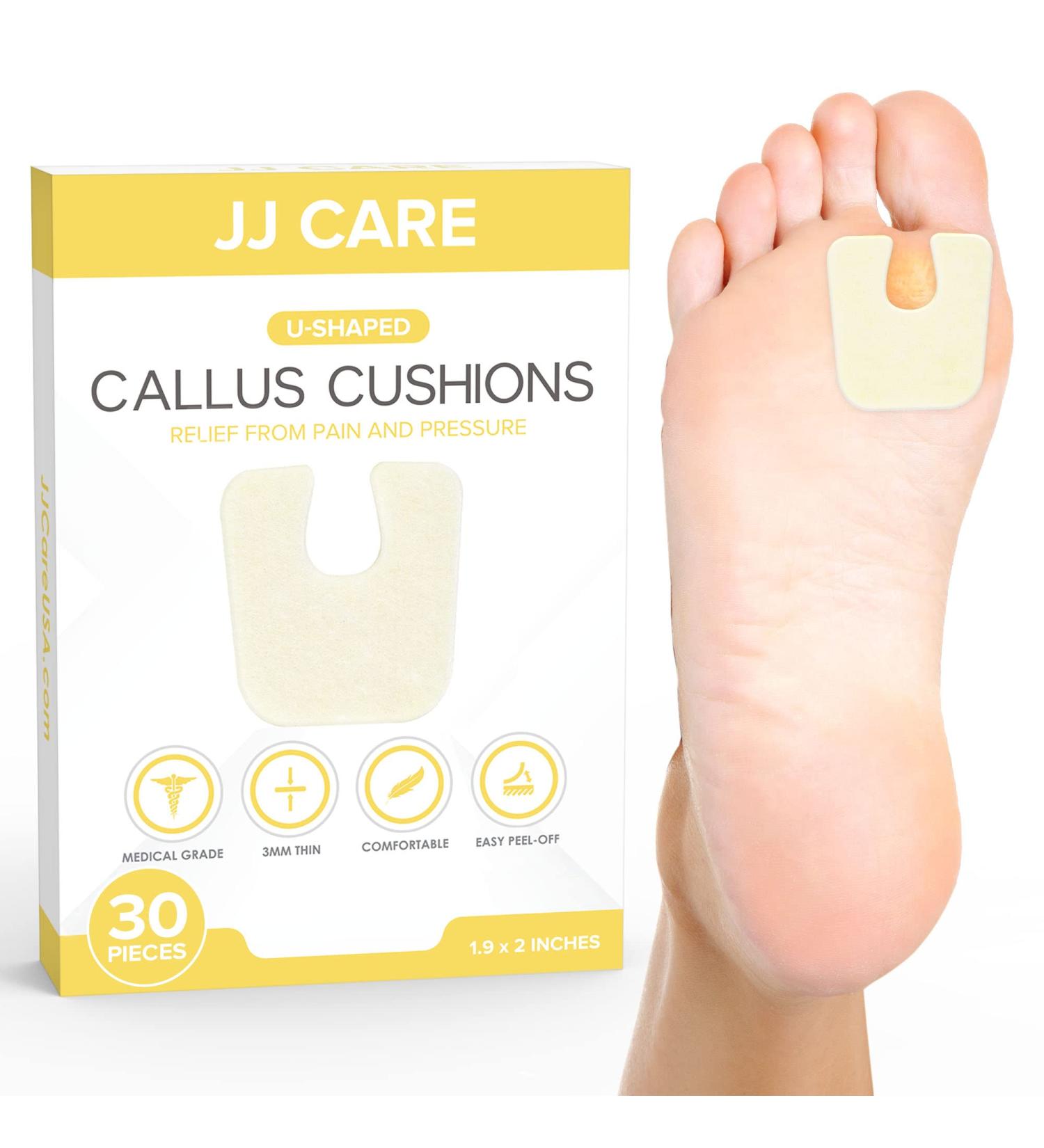 JJ CARE Callus Cushions (Pack of 30) - U Shape Callus Pads for Bottom of Foot - Soft Felt Foot Pads for Women - Pain Relief & Foot Care - Buy Online on GoSupps.com