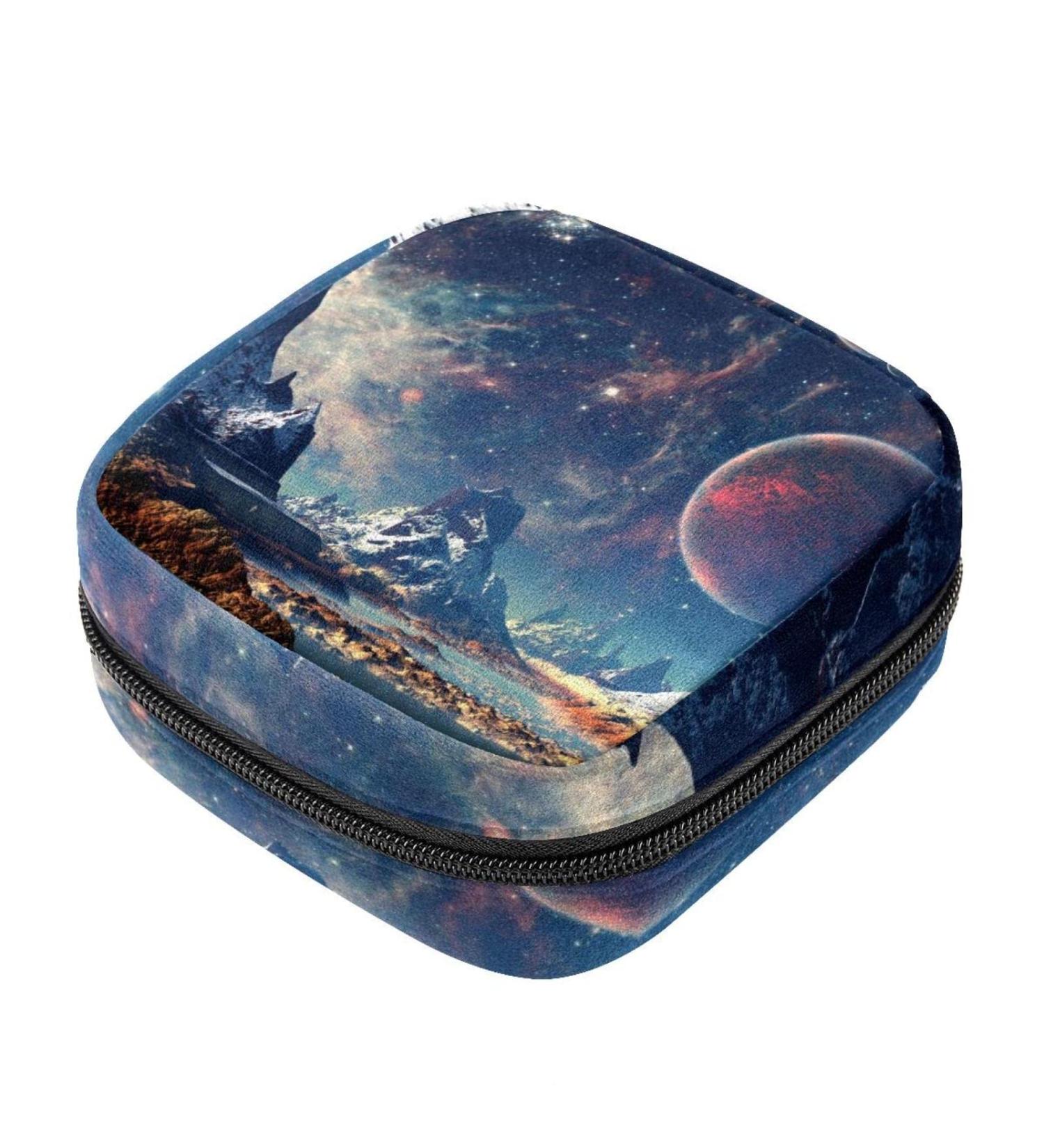 Menstrual Bag with Zipper - Alien Planet | Stylish Ladies Napkin & Tampons Pouch for Women & Girls - International Shipping Available - Buy Online on GoSupps.com