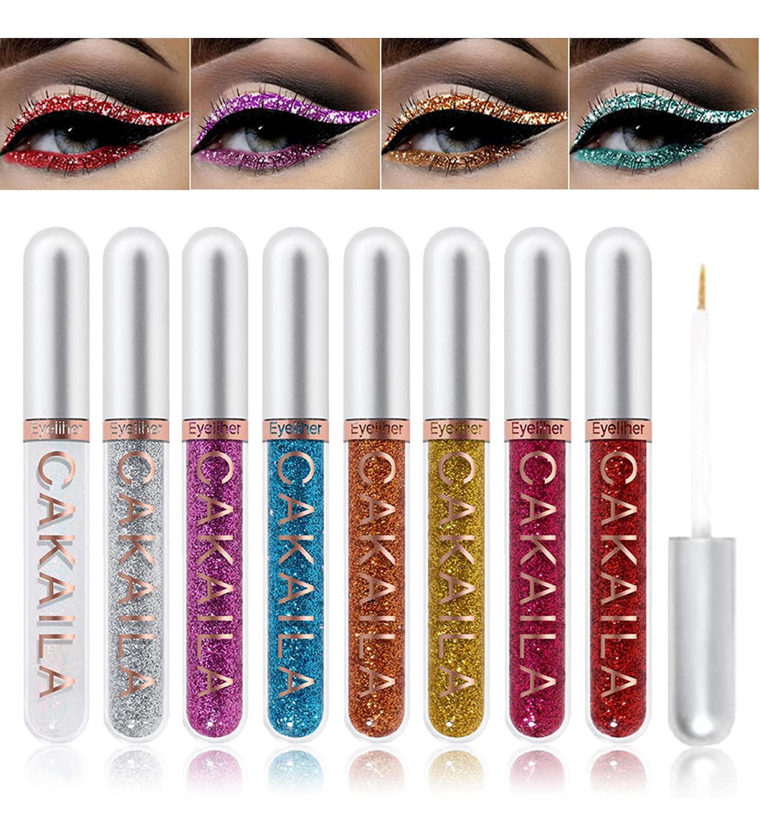 Go Ho 8 Colors Glitter Liquid Eyeliner Set - Colorful, High Pigmented, Long-lasting Waterproof Eyeliners for Women (03) - Buy Online on GoSupps.com