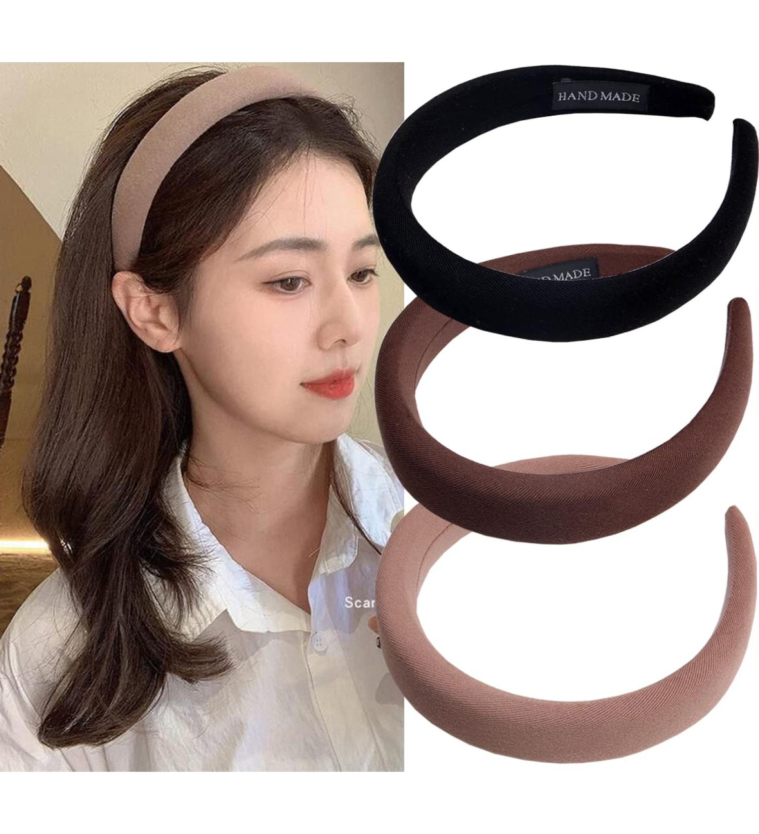 Soft Wide Headbands for Women - No Slip Fashion Hair Accessories in Black, Brown, and Khaki - Buy Online on GoSupps.com