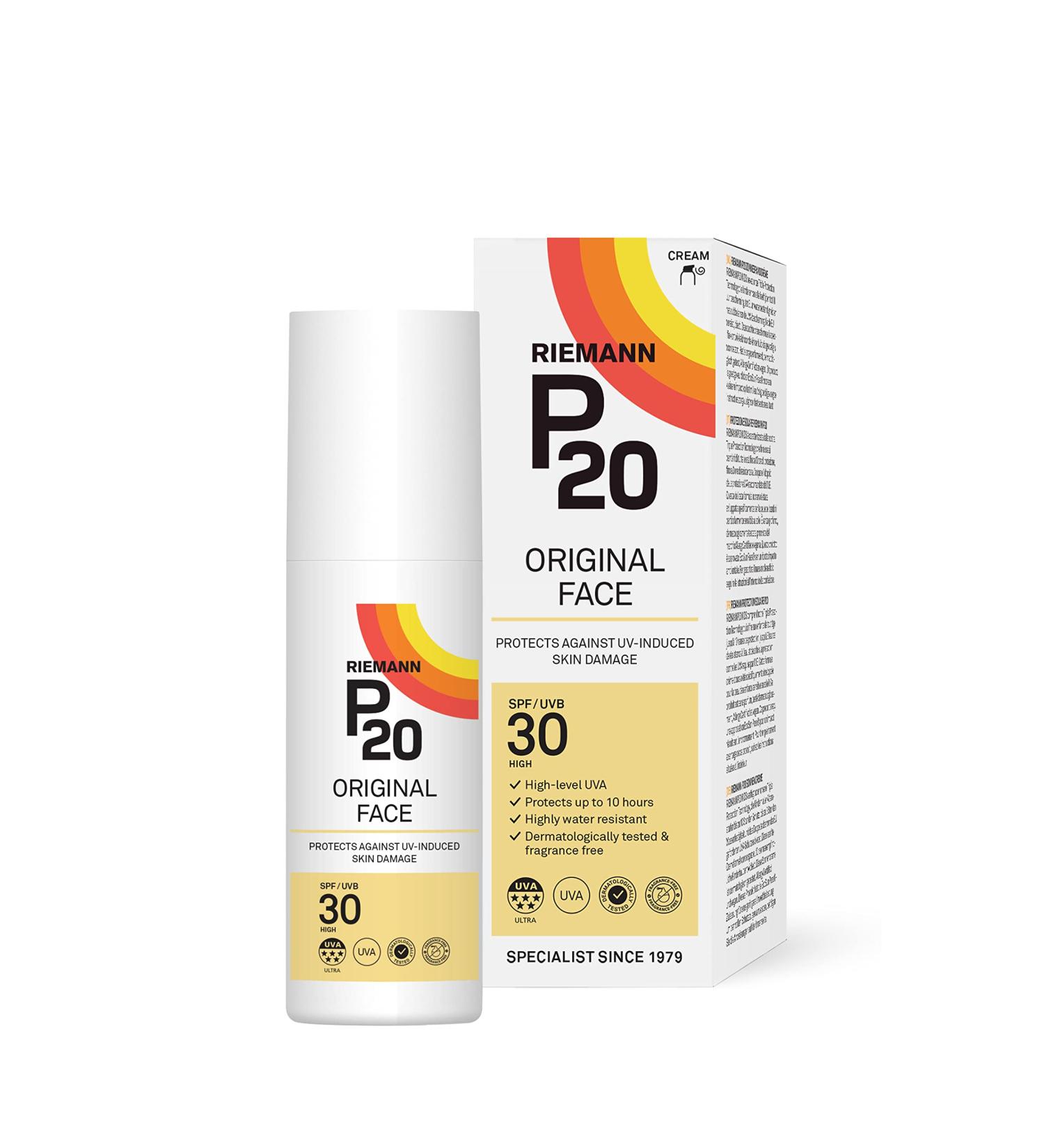 RIEMANN P20 FACE Sun cream SPF30 50g. Long Lasting UVA & UVB Protection for up to 10 hours Highly Water & Sweat Resistant - Buy Online on GoSupps.com
