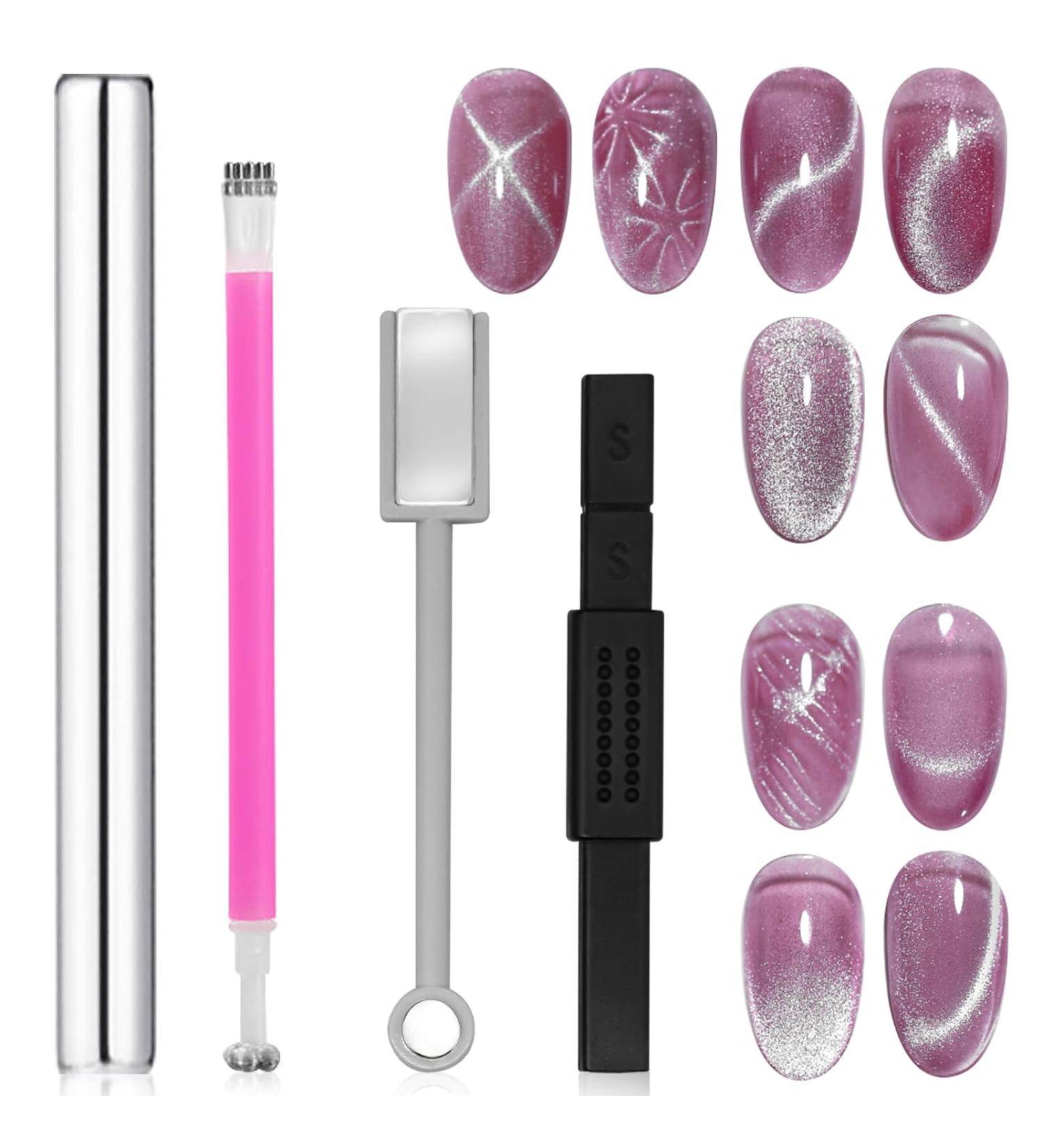 4Pcs Cat Eye Nail Magnet Set - Double-Head Tool for Gel Polish Art | Strong Suction & DIY Manicure | Perfect for Salon & Home Use - Buy Online on GoSupps.com