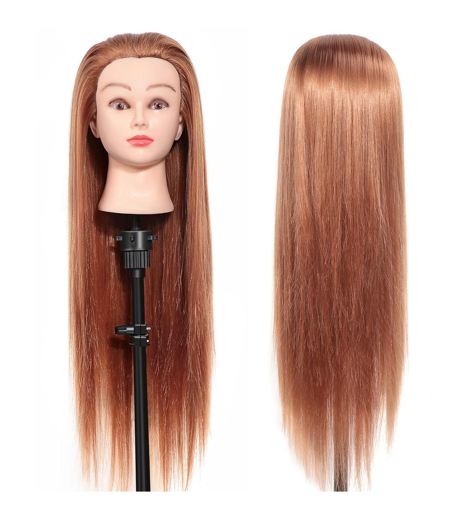 24 Real Hair Practice Head for Hairdressers | Training Hairdressing Head with Holder | Perfect for Beauticians & Cosmetology Students - Buy Online on GoSupps.com