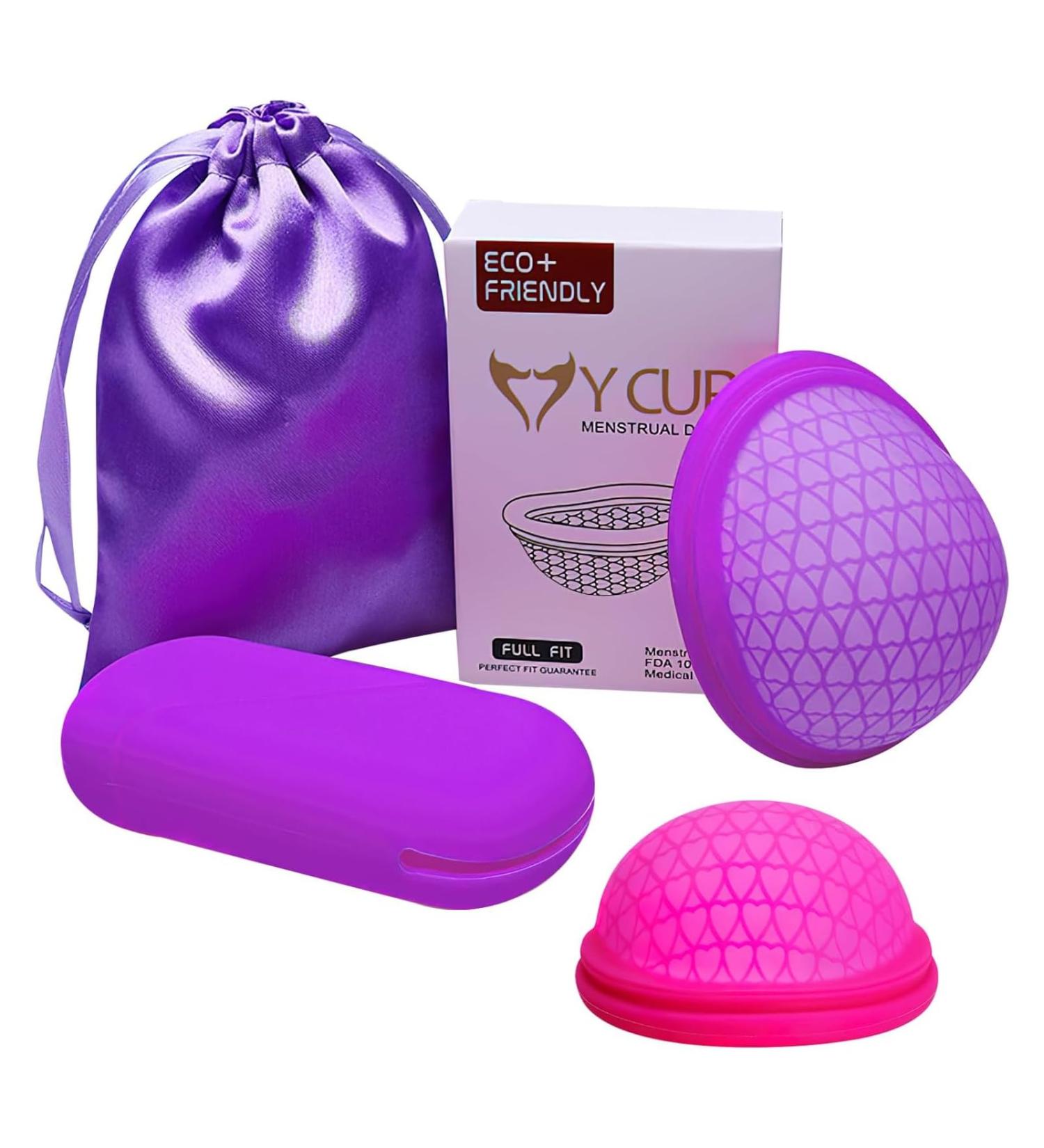 INBOLM 2 Pack Menstrual Discs Reusable Period Cups Medical-Grade Silicone Flat-Fit Cup Moon Cup Alternative to Tampons Petal Thin and Ultra Comfortable for Women Sizes S + L with Silicone Case - Buy Online on GoSupps.com