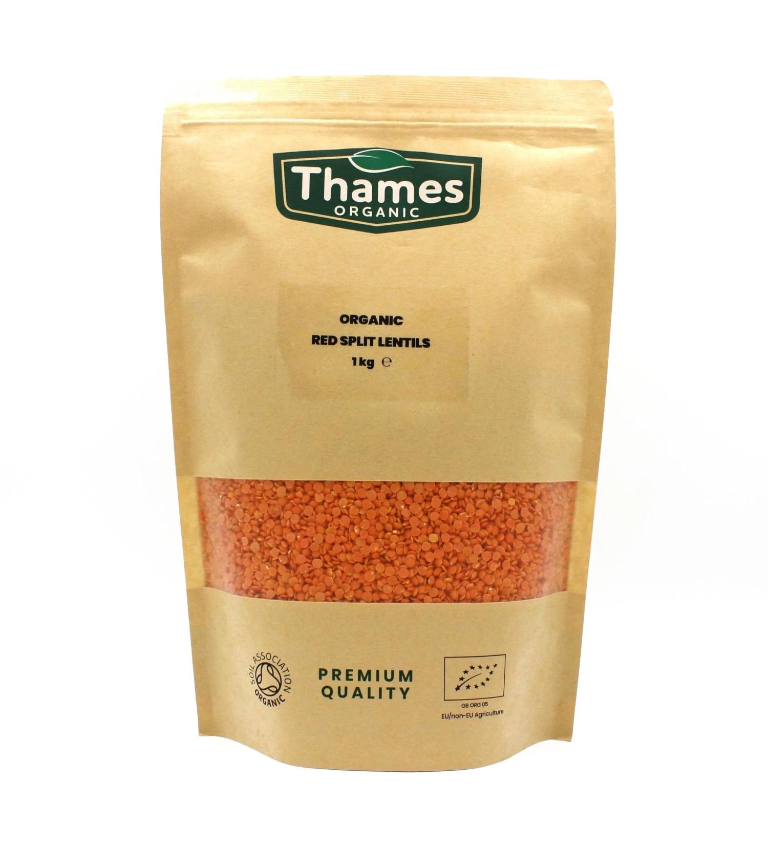 Organic Red Split Lentils - High Fibre High Protein No Additives No Preservatives Raw Vegan GMO-Free Certified Organic - Perfect for Soups Curries - Thames Organic 1kg 1 kg (Pack of 1) - Buy Online on GoSupps.com