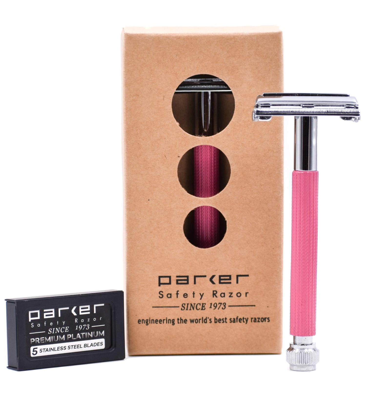 Shop Parker 29L Pink Long Handle Butterfly Double Edge Safety Razor for Women - Includes 5 Premium Blades | International Shipping Available - Buy Online on GoSupps.com