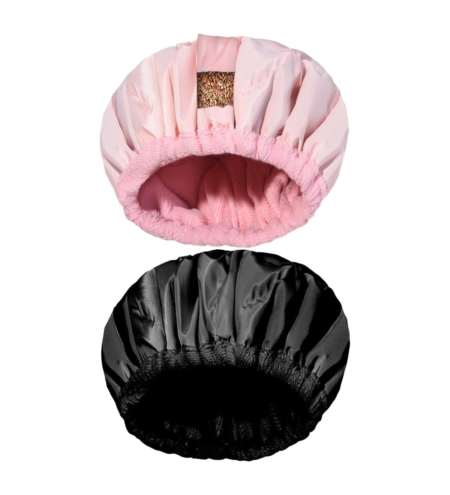 Steam Caps for Hair | Cordless Heat Cap - Flaxseed Conditioning Cap with Shower Caps for Home and Salon Use Cordless Hair Drying Styling Tools Pink