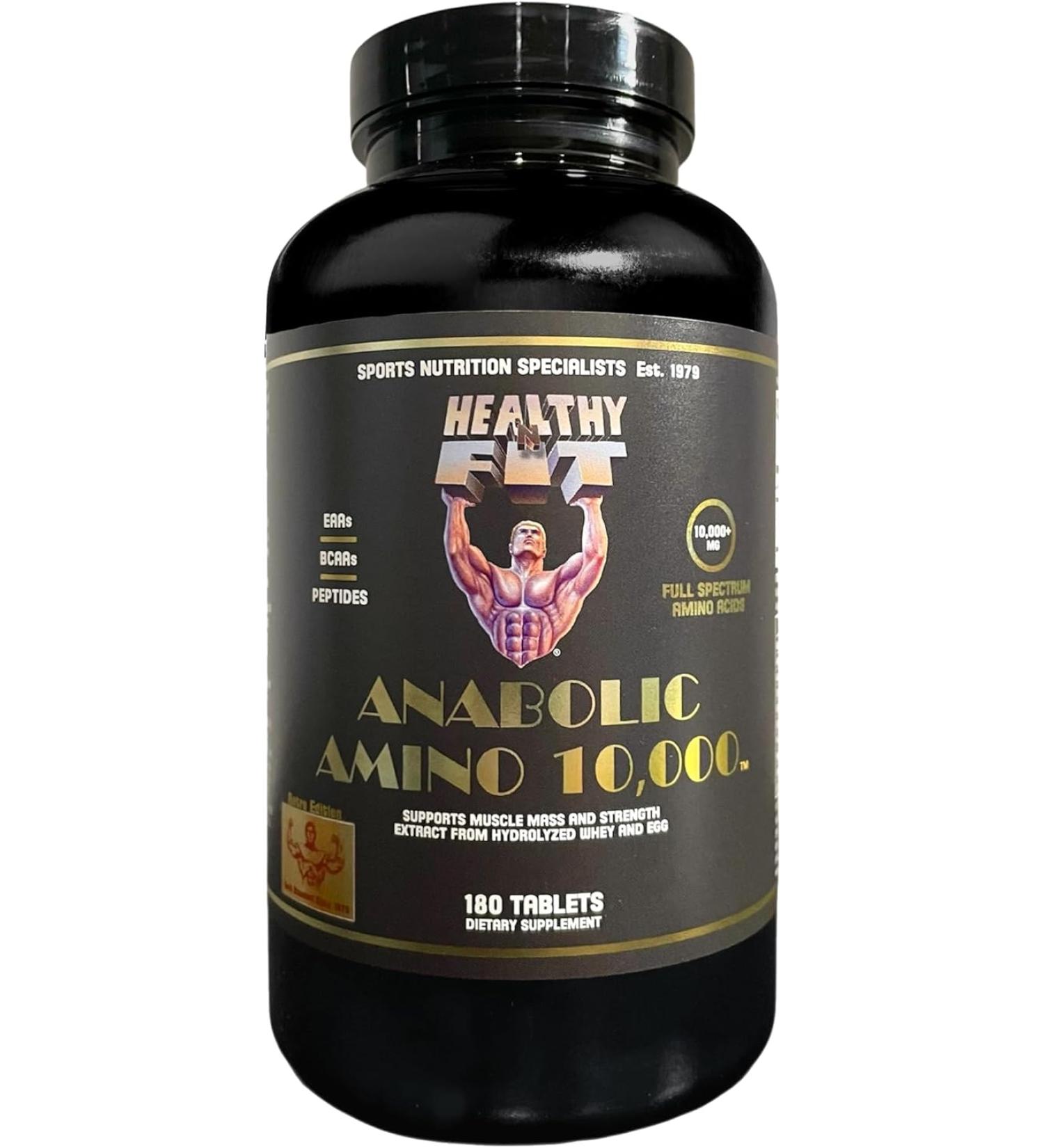 Healthy N Fit Anabolic Amino 10,000 - Hydrolyzed Egg & Whey Amino Acid Tablets (180) - Fast Absorbing Formula - Buy Online on GoSupps.com