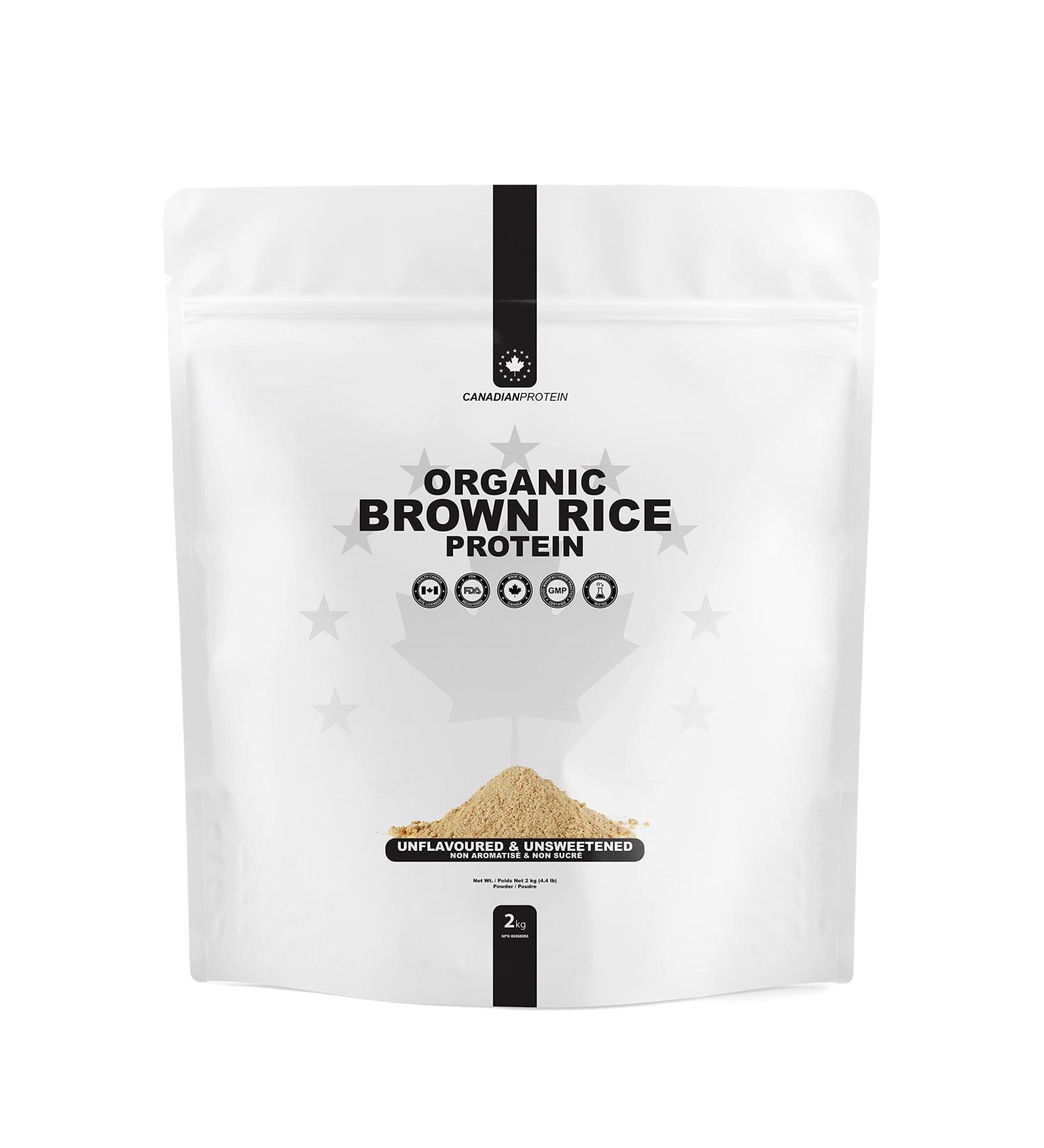 Canadian Protein Organic Brown Rice Protein Powder with 24g of Protein | 2 kg of Unflavoured Vegan Low Carb Slow Release Workout Recovery Protein Shake Organic Brown Rice Protein 2 kg - Buy Online on GoSupps.com