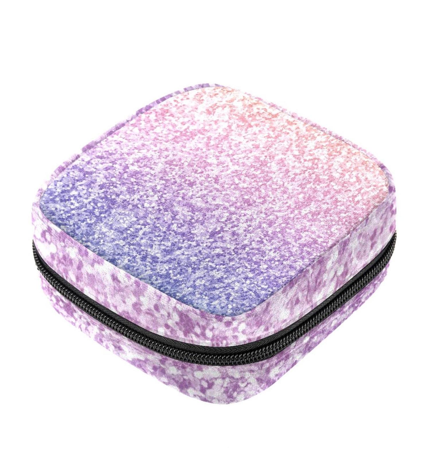 Colorful Glitter Napkin Storage Bag | Portable Menstrual Pad & Cup Pocket for Girls & Women | Zippered & Stylish - Buy Online on GoSupps.com