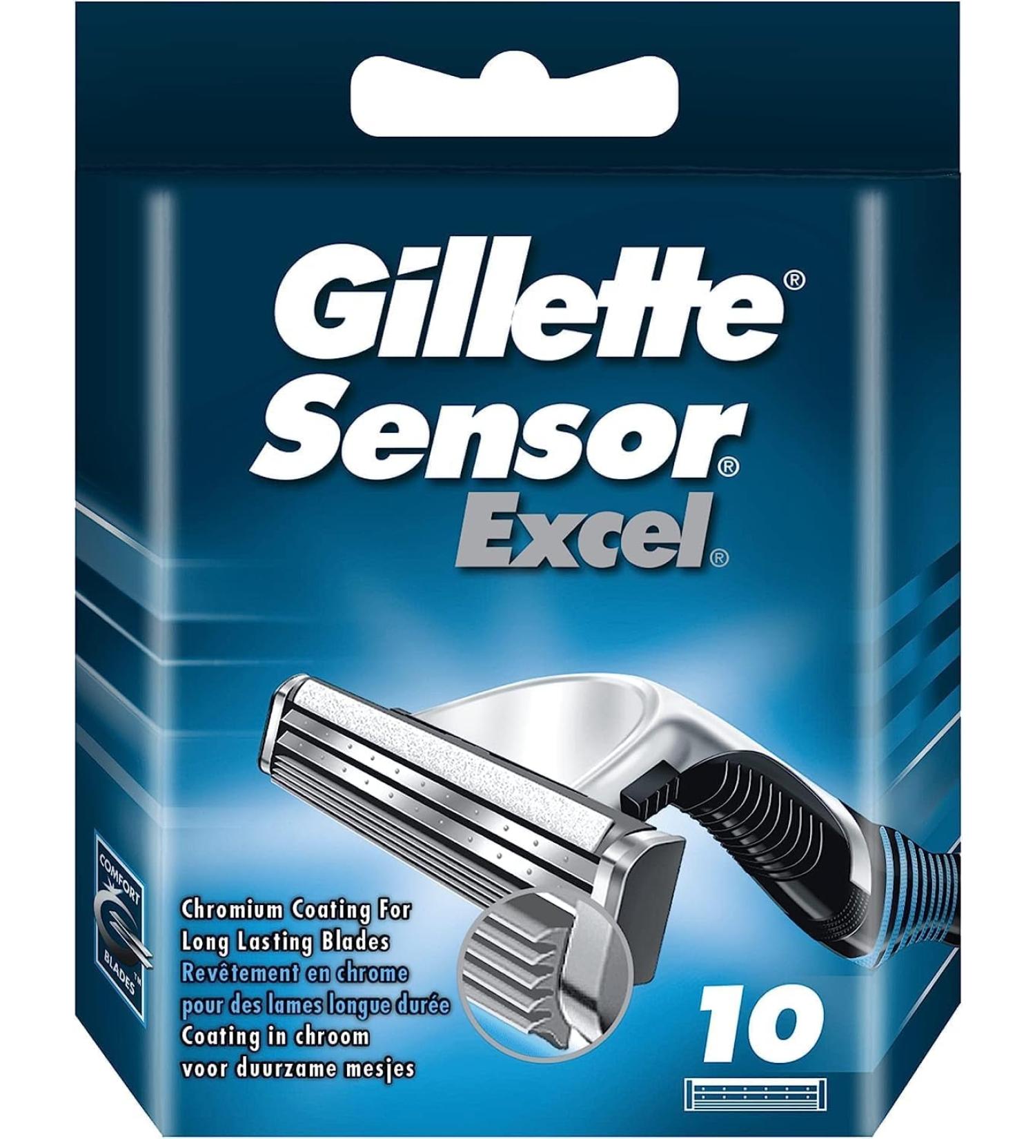 Gillette Sensor Excel Shaving Cartridges for Men Quantity - Pack Of 10 - Buy Online on GoSupps.com