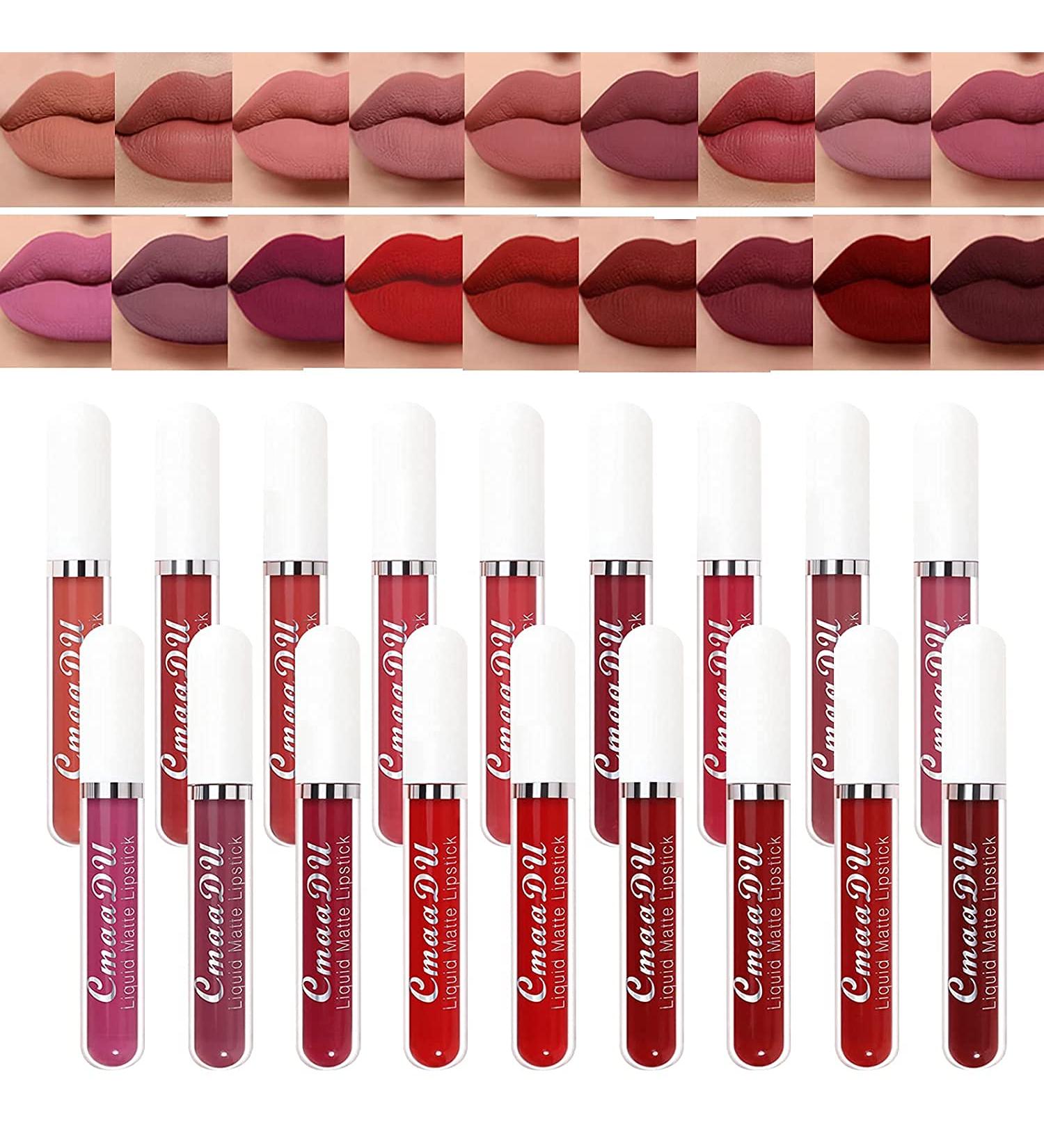 Gireatick 18 Matte Velvety Liquid Lipstick Set - Long Lasting & Waterproof Lip Stain - High Pigmented Lip Gloss Kit - Buy Online on GoSupps.com