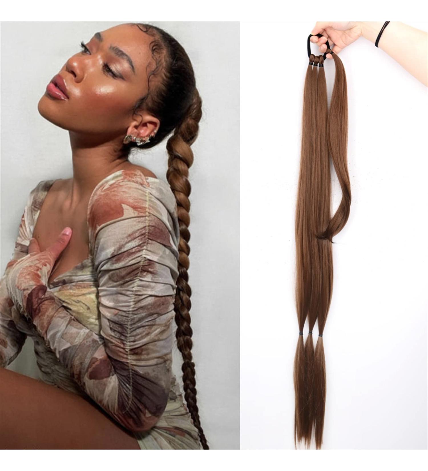 Ponytail Extension Tie for Women High Temperature Fiber Synthetic Braided Ponytail Extensions Long Black Rubber Band Hairpiece Pony Tail with Hair Ponytail Hair Extension(12 34inches) 34inches 12 - Buy Online on GoSupps.com