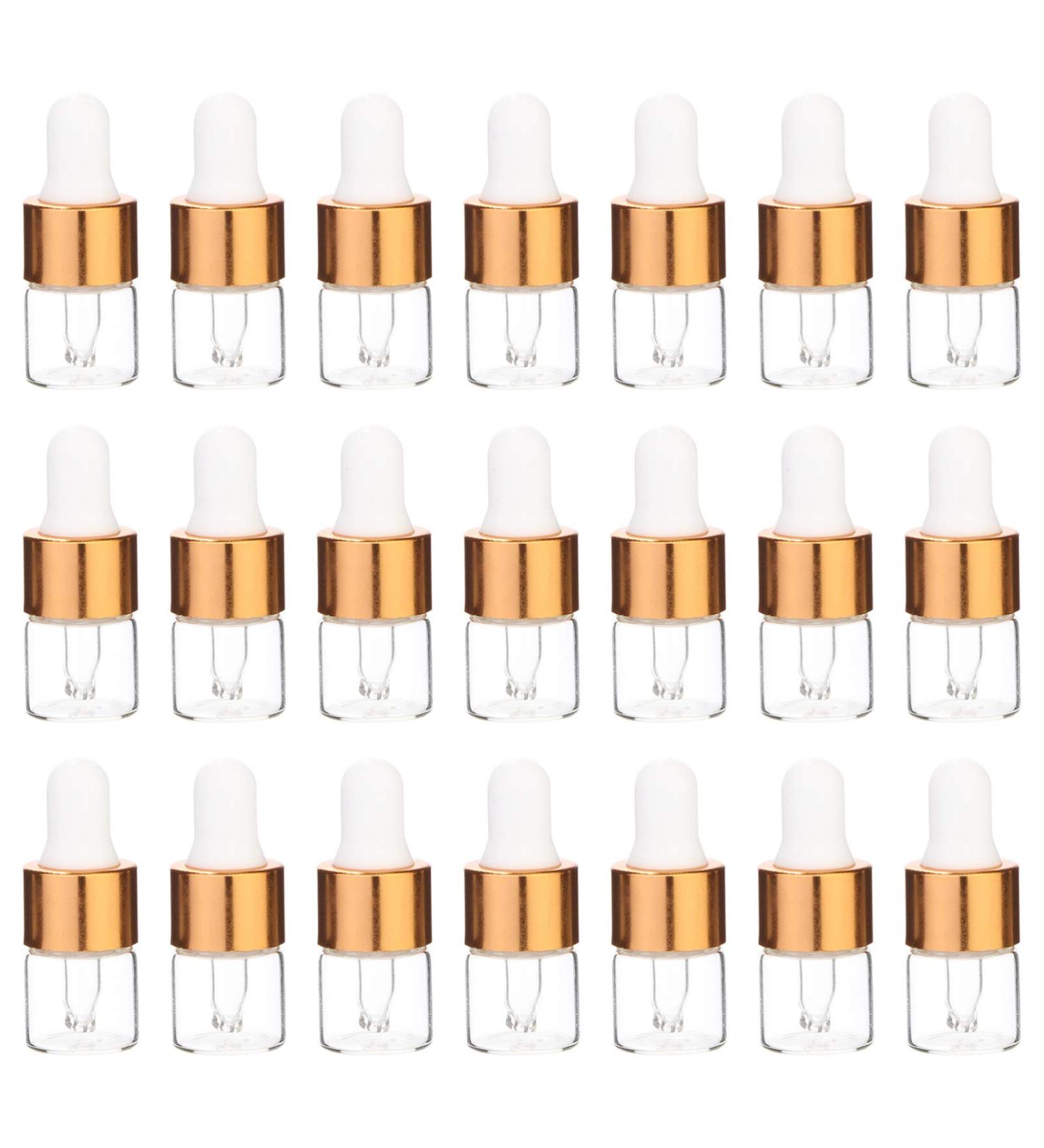 Frcolor Mini Glass Pipette Bottles - 1ml Essential Oil Drip Bottles 100 Pack Portable Refillable Cosmetic Containers - Buy Online on GoSupps.com