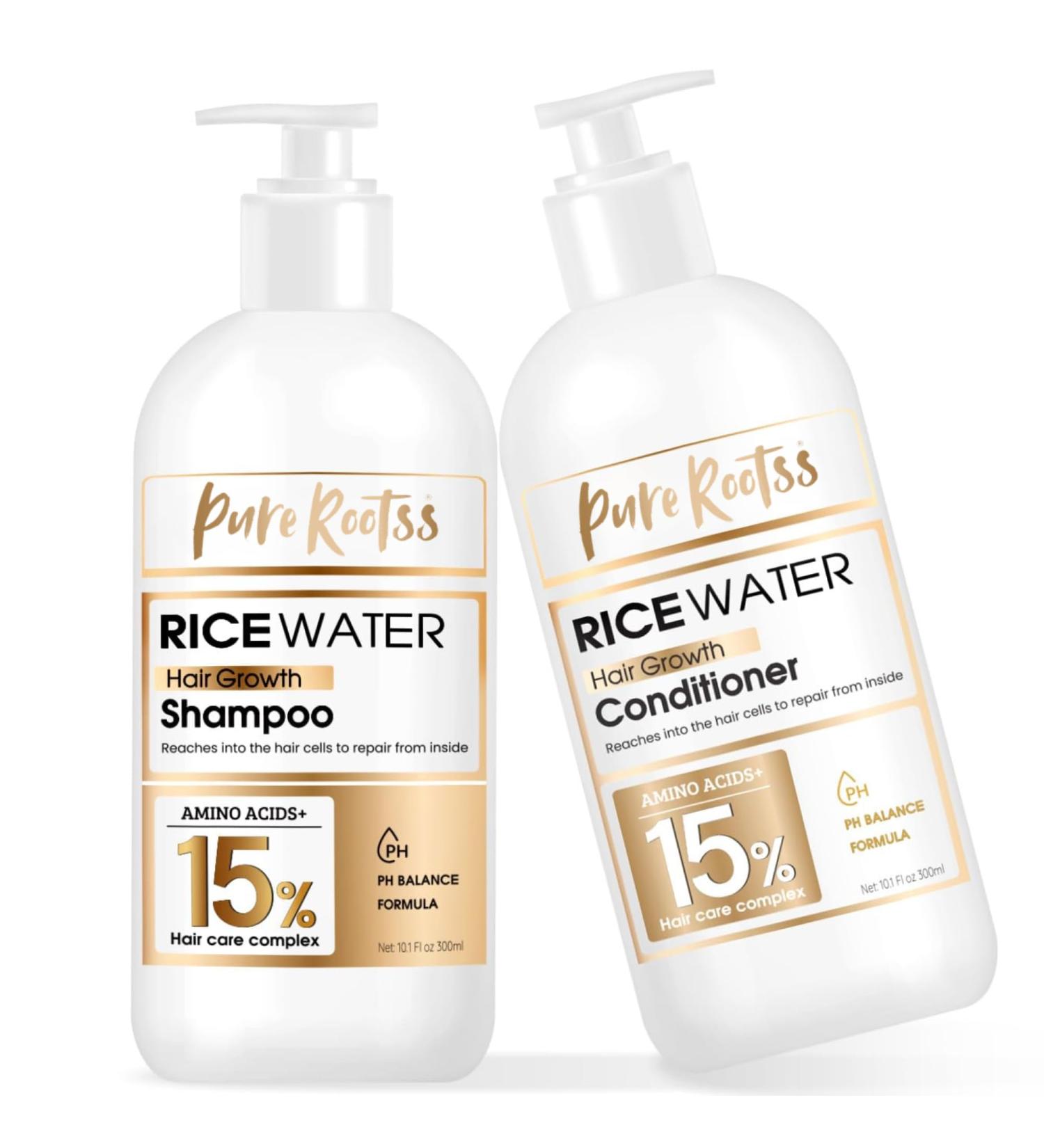 Rice Water Shampoo & Conditioner Set for Thinning Hair | Natural Biotin & Caffeine | For Men & Women - Buy Online on GoSupps.com