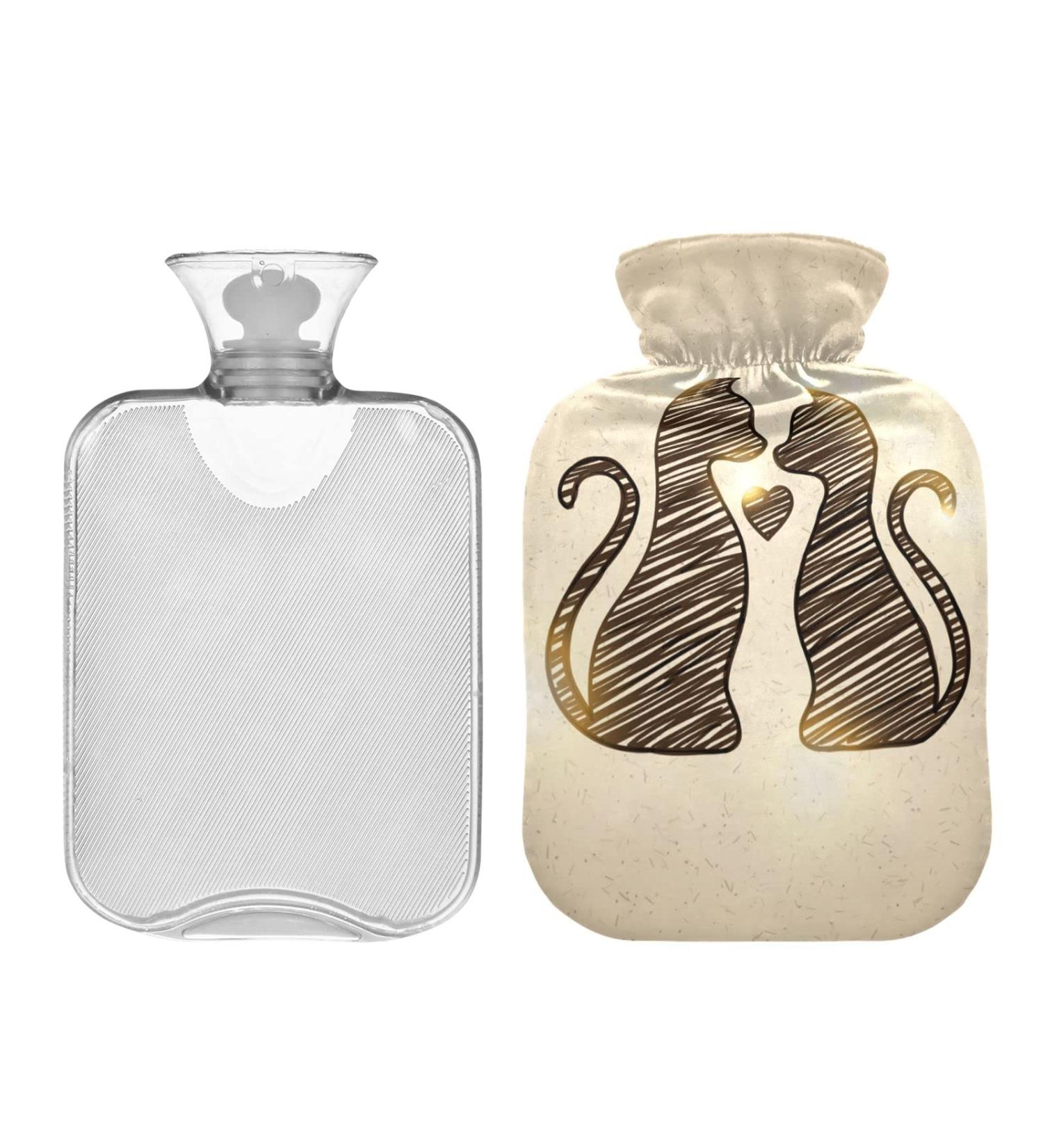 Hot Water Bottle 2L with Cover - Loving Cats Design | Pain Relief & Winter Hand Feet Warmer - International Shipping Available - Buy Online on GoSupps.com