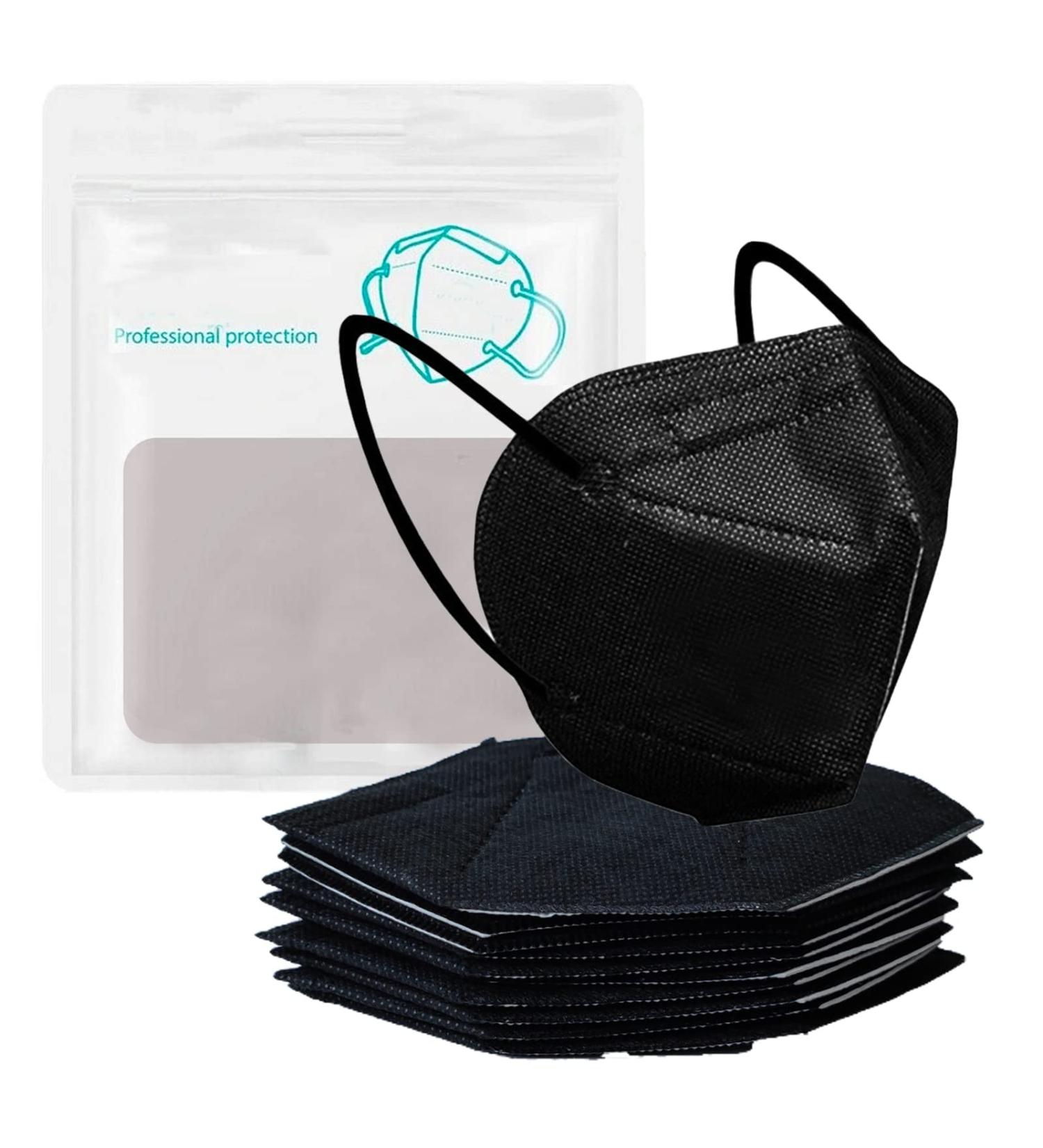 Adults Protective Face_Masks USA Safety Standard Premium 5-Plu Face Dust Mask w/Nose Clip & Adjustable Earhooks 10 Pieces/a Pack Individually Packaged 30PCS 3D Black Design  - Buy Online on GoSupps.com