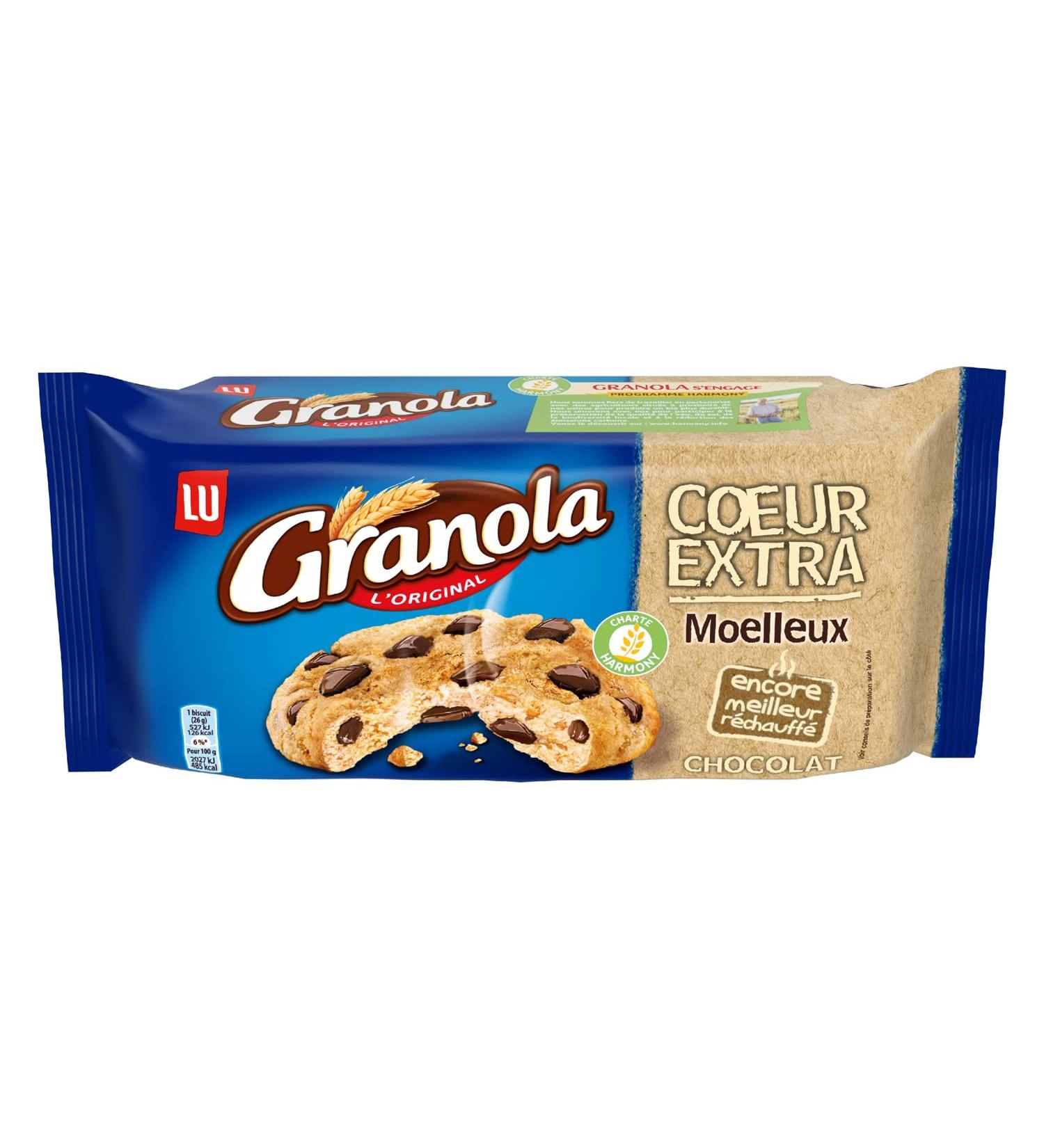 Granola - Extra Chocolate Heart Cookie with Melting Chocolate Shards Ideal for Warming & Sharing Sachet of 7 Cookies (182 g) - Buy Online on GoSupps.com