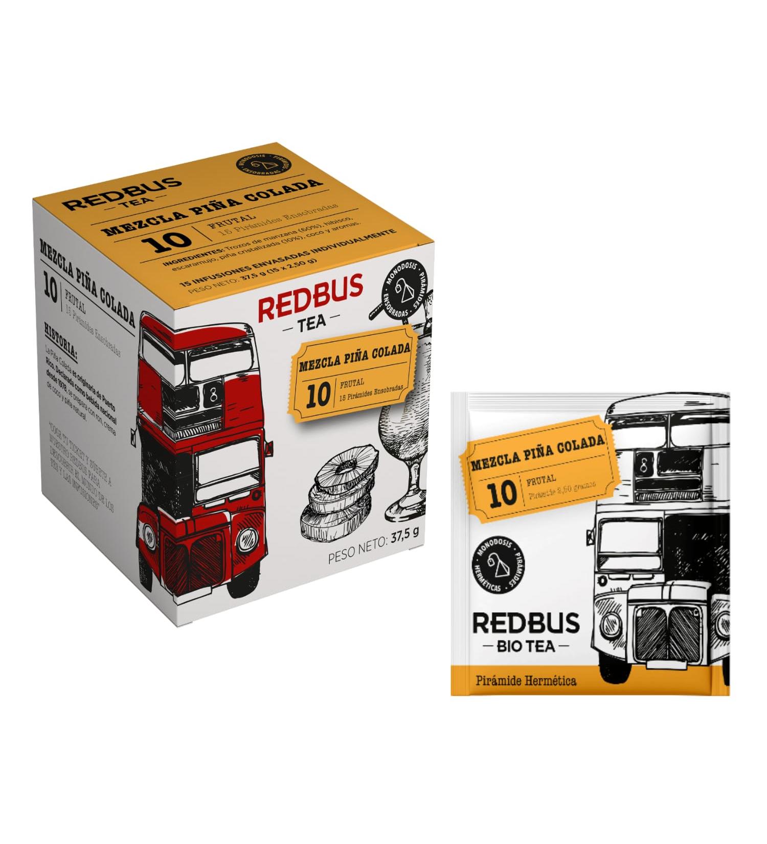  REDBUS Redbus | Pi a Colada Infusion | Pineapple and Fruit Herbal Tea | Pi a Colada Fruit Infusion Individually Wrapped Filters - 15 Pyramids (30 Gr) - Buy Online on GoSupps.com