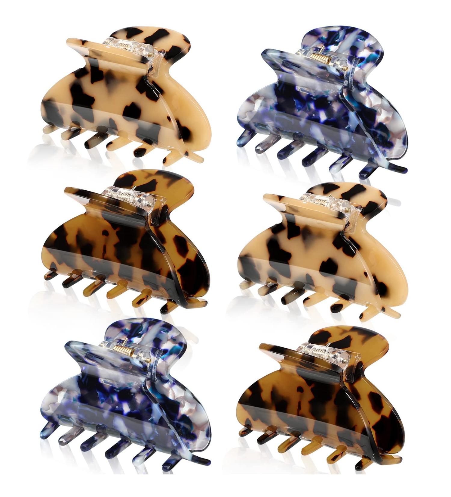 6-Piece Medium Hair Claw Clips Set - Tortoise & Leopard Print Barrettes for Women & Girls - Buy Online on GoSupps.com