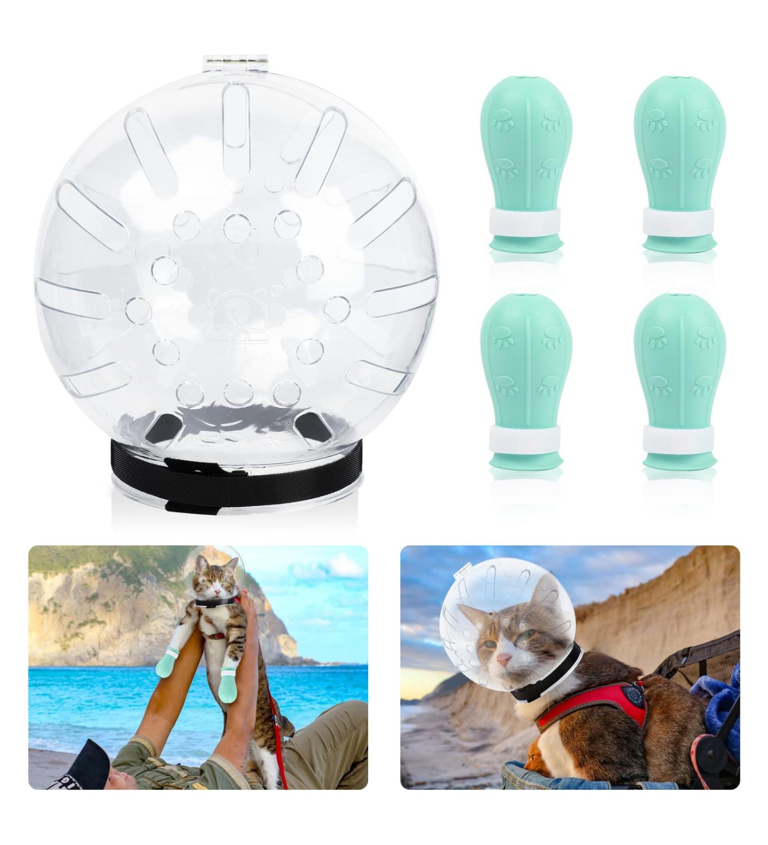 KUIING Adjustable Breathable Cat Muzzle (L) Anti-Bite Cat Space Hood and Anti-Scratch Silicone Cat Paw Protector Shoes for Grooming Cat Mouth Cover Bite Guard for 6-10lb Aggressive Cat Kitten - Buy Online on GoSupps.com