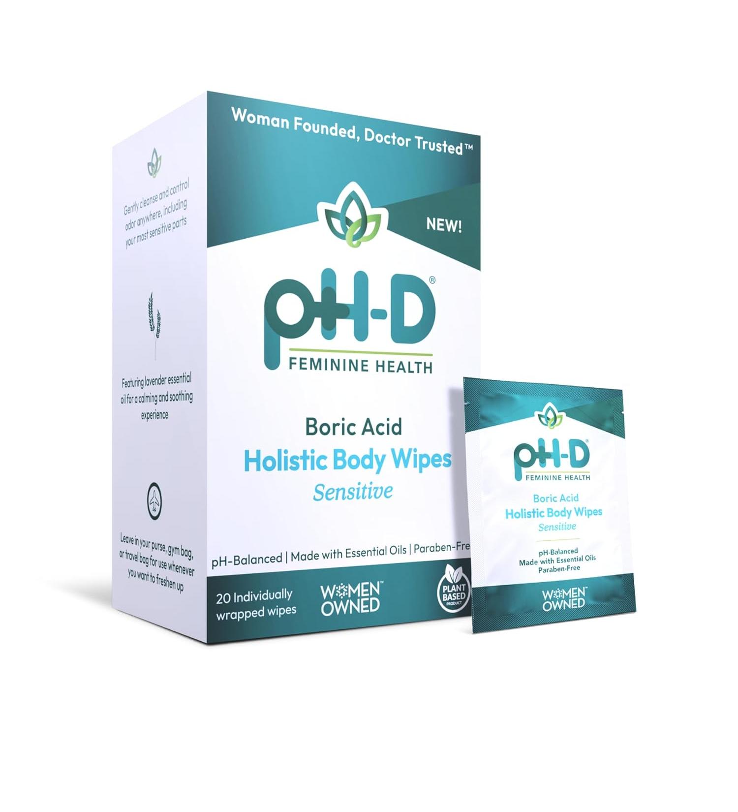 pH-D Feminine Health Support Boric Acid Wipes Holistic Body Wipes 20 count - Buy Online on GoSupps.com