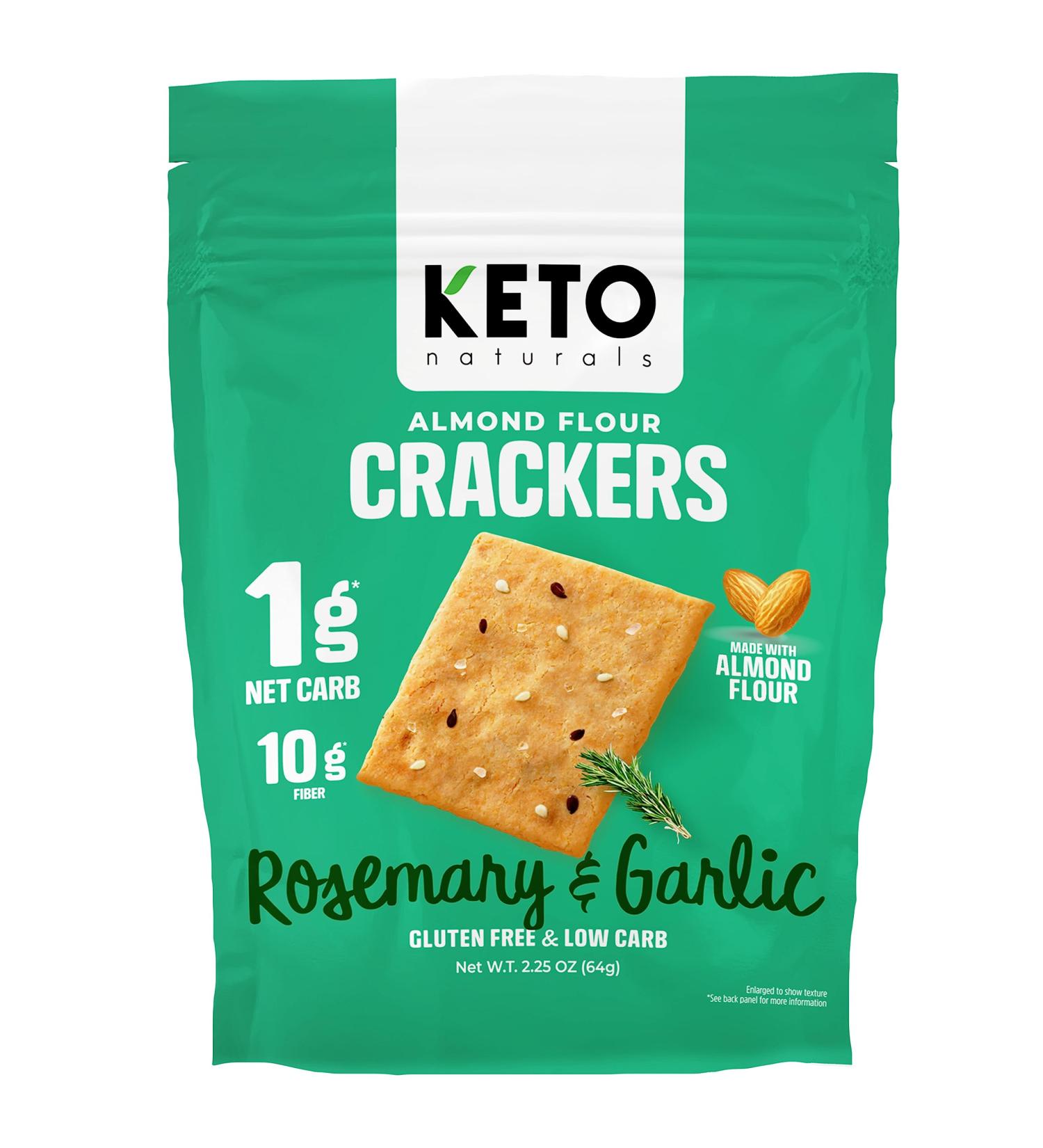 Keto Naturals - Almond Crackers Rosemary & Garlic Gluten free 8 Count of 64g Rosemary & Garlic 64 g (Pack of 8) - Buy Online on GoSupps.com