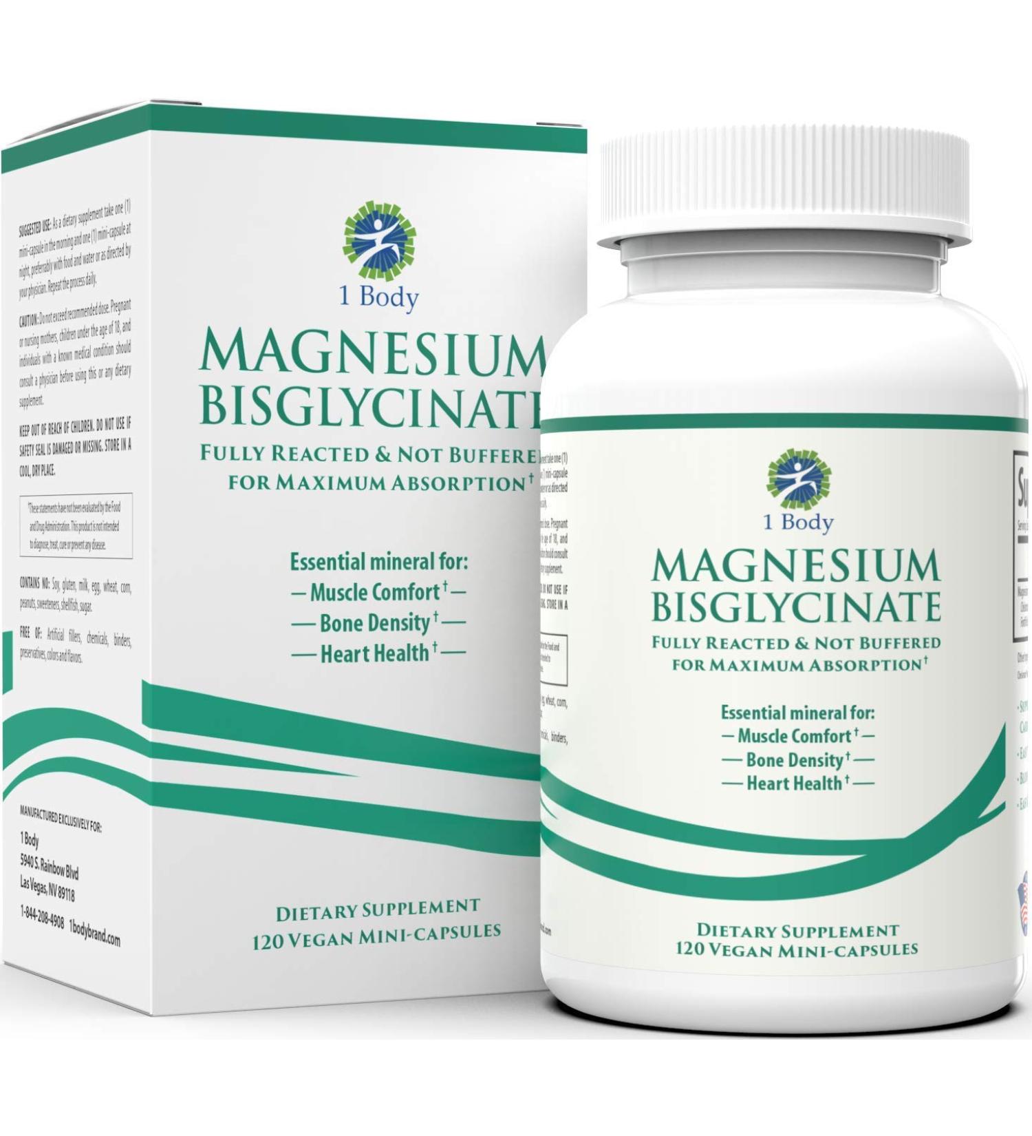Pure Magnesium Bisglycinate Chelate - Reduce Cramps, Improve Sleep - 44mg Per Capsule - Buy Online on GoSupps.com