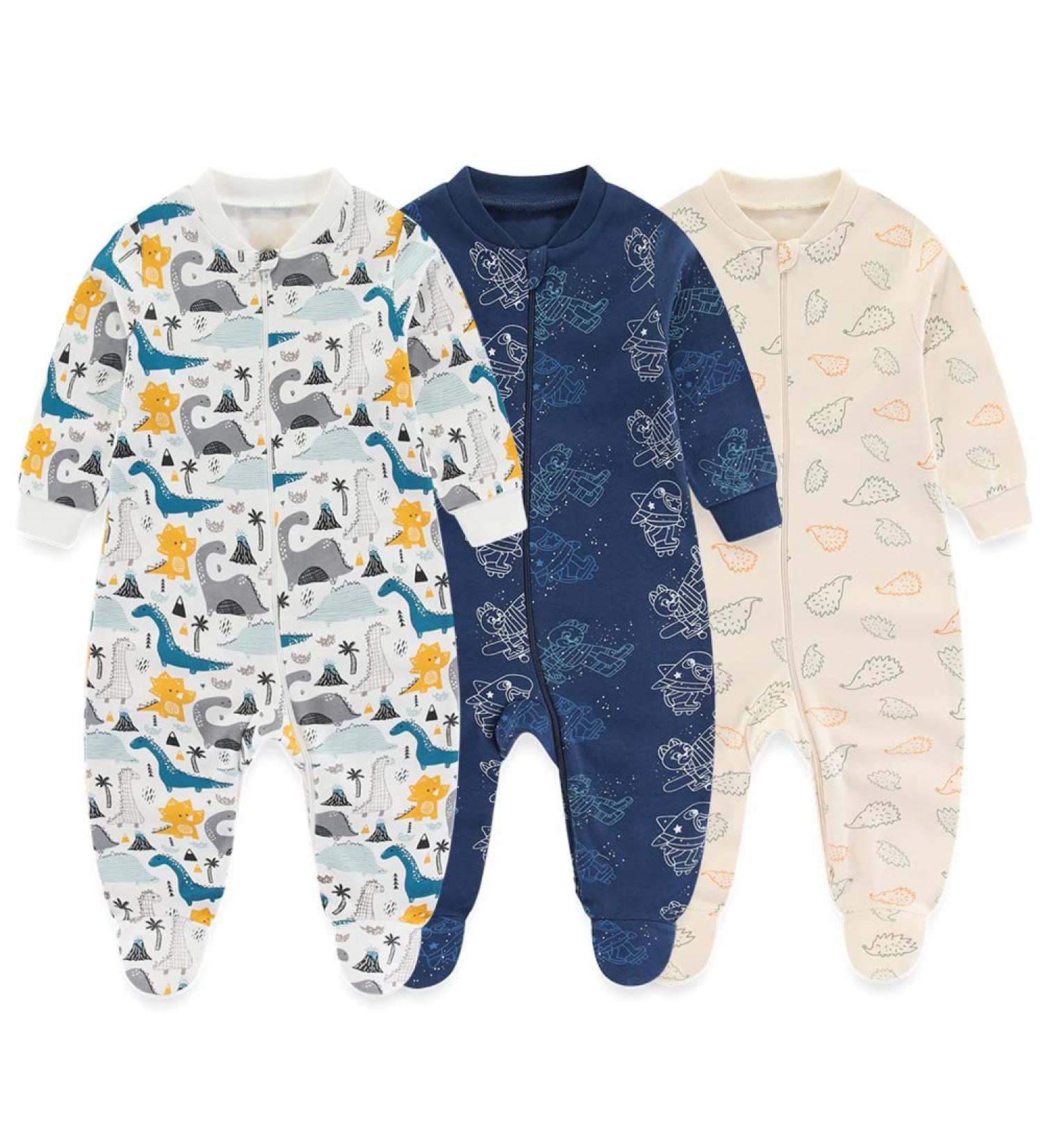 Baby Boys Footed Pajamas 6-9 Months - Cute Dinosaur, Hedgehog, Astronaut Prints - Buy Online on GoSupps.com