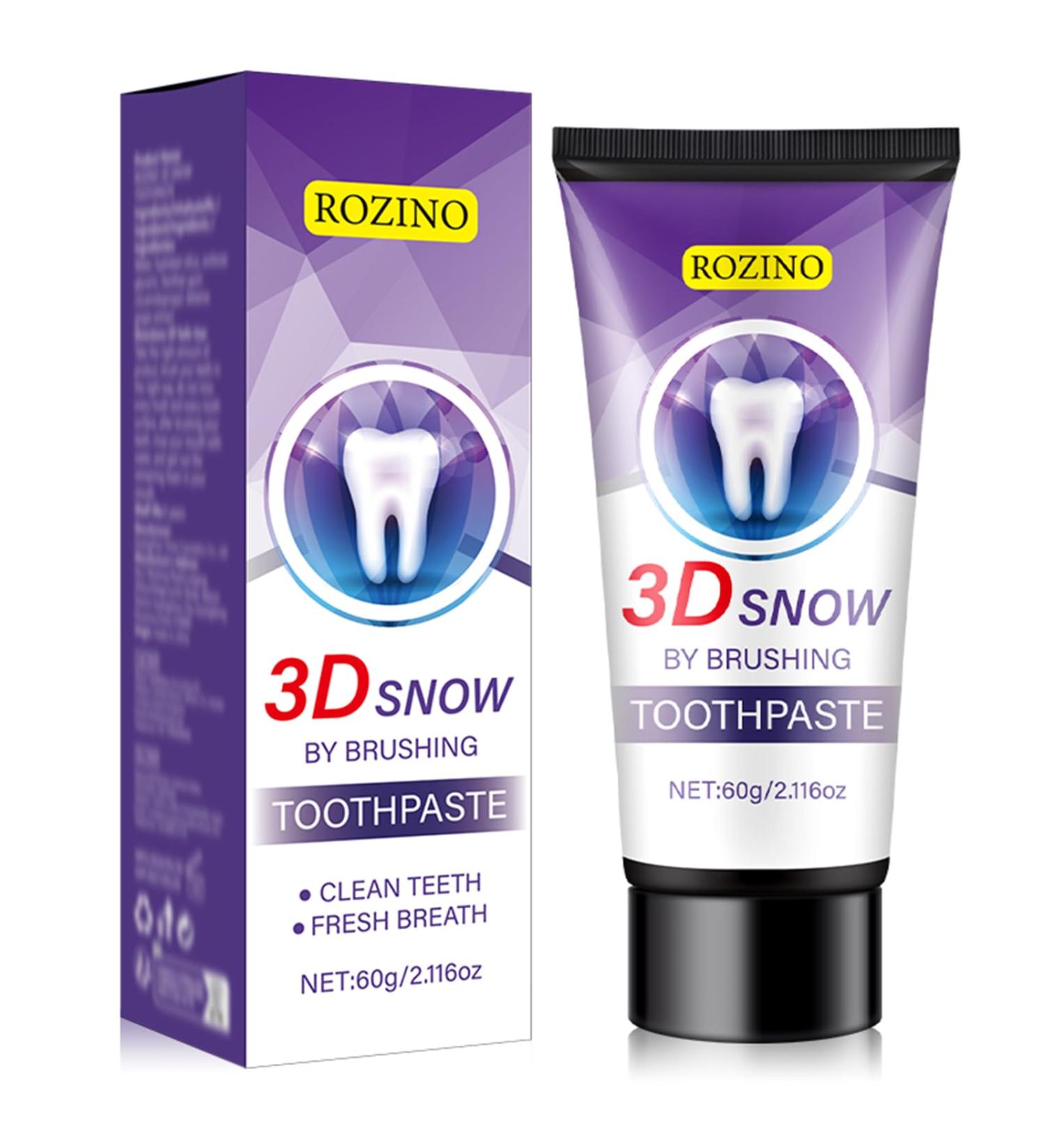 3D Snow Whitening Fluoride-Free Toothpaste for Sensitive Teeth - Natural Ingredients Deep Cleaning & Brightening Results Gentle Gum Care Minty Fresh Flavor (1) - Buy Online on GoSupps.com