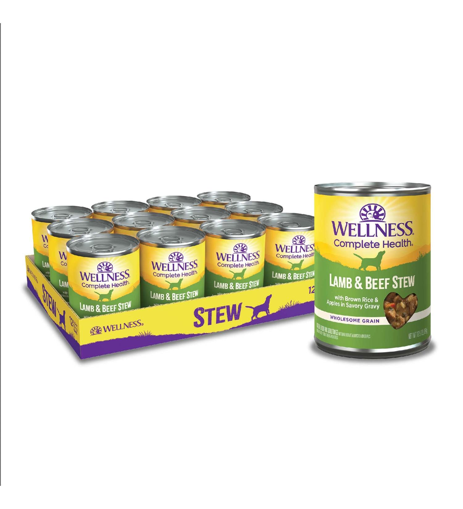 Wellness Thick & Chunky Natural Canned Dog Food - Lamb & Beef Stew, 12.5 oz (Pack of 12) - Buy Online on GoSupps.com