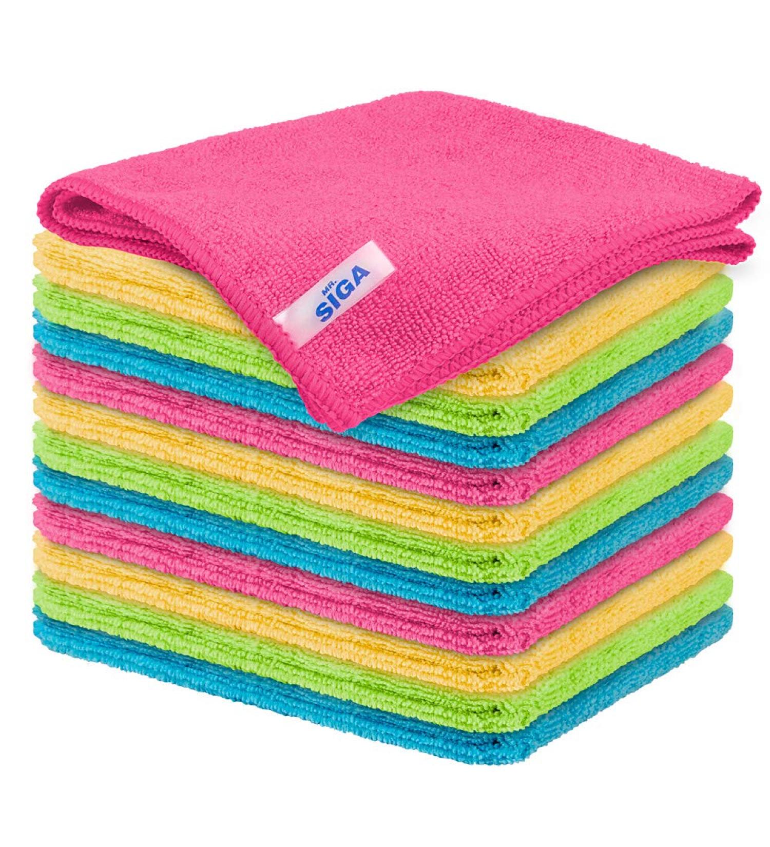 MR.SIGA Microfiber Cleaning Cloths - Pack of 12 (12.6x12.6) - Lint-Free & Ultra-Absorbent - Buy Online on GoSupps.com