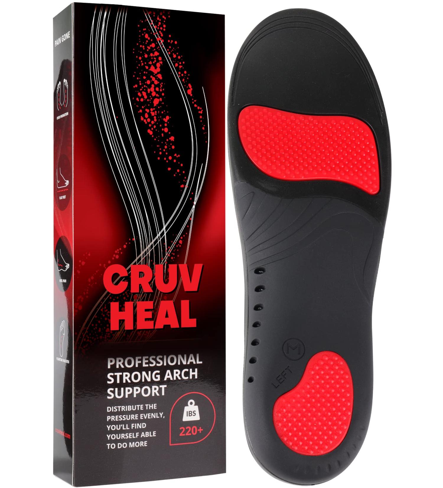 XL Black Plantar Fasciitis High Arch Support Insoles for Men Women - Orthotic Inserts for Arch Pain & Flat Feet - Heavy Duty Pain Relief - Size XL (Men 12.5-14.5) - Buy Online on GoSupps.com