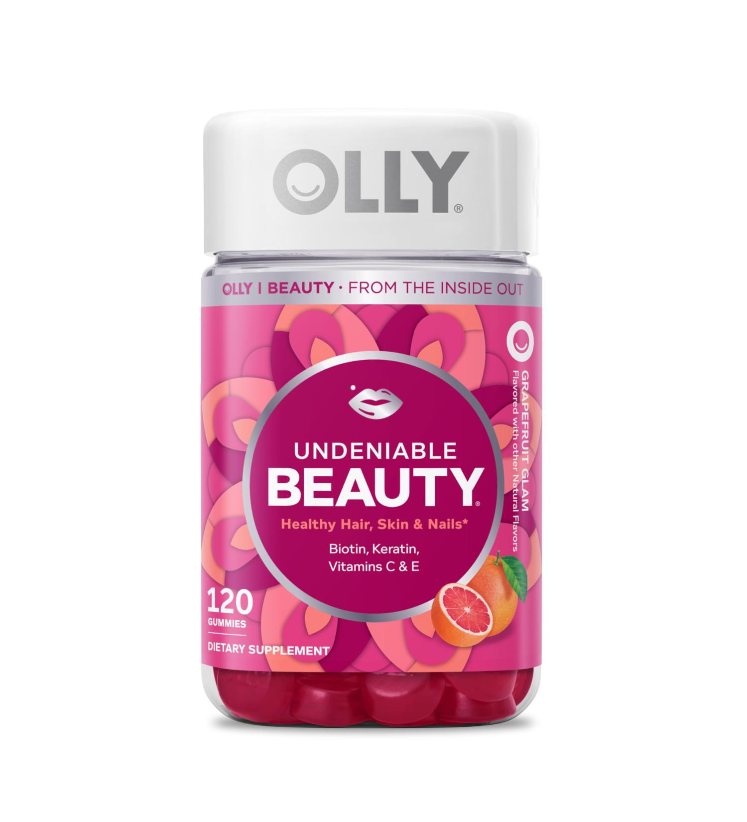 OLLY Undeniable Beauty Gummy for Healthy Hair Skin & Nails * Biotin Vitamins C & E Keratin Chewable Supplement Grapefruit Flavored 60 Day Supply - 120 Count 120 Count (Pack of 1) - Buy Online on GoSupps.com