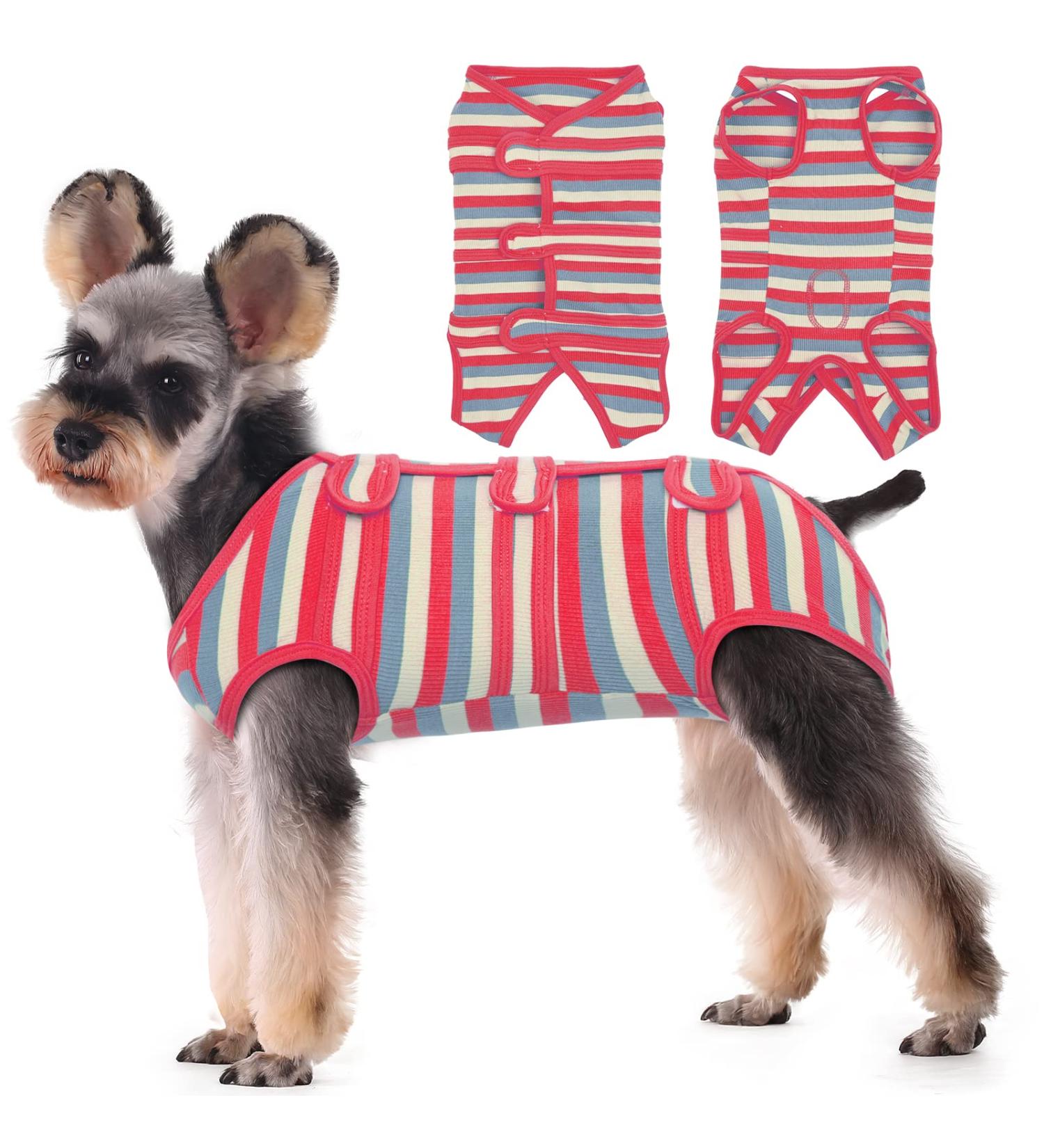 Kuoser Breathable Dog Body After Op | Medical Recovery Suit for Dogs & Cats | Alternative to Cone | Red & Blue Colors - Buy Online on GoSupps.com