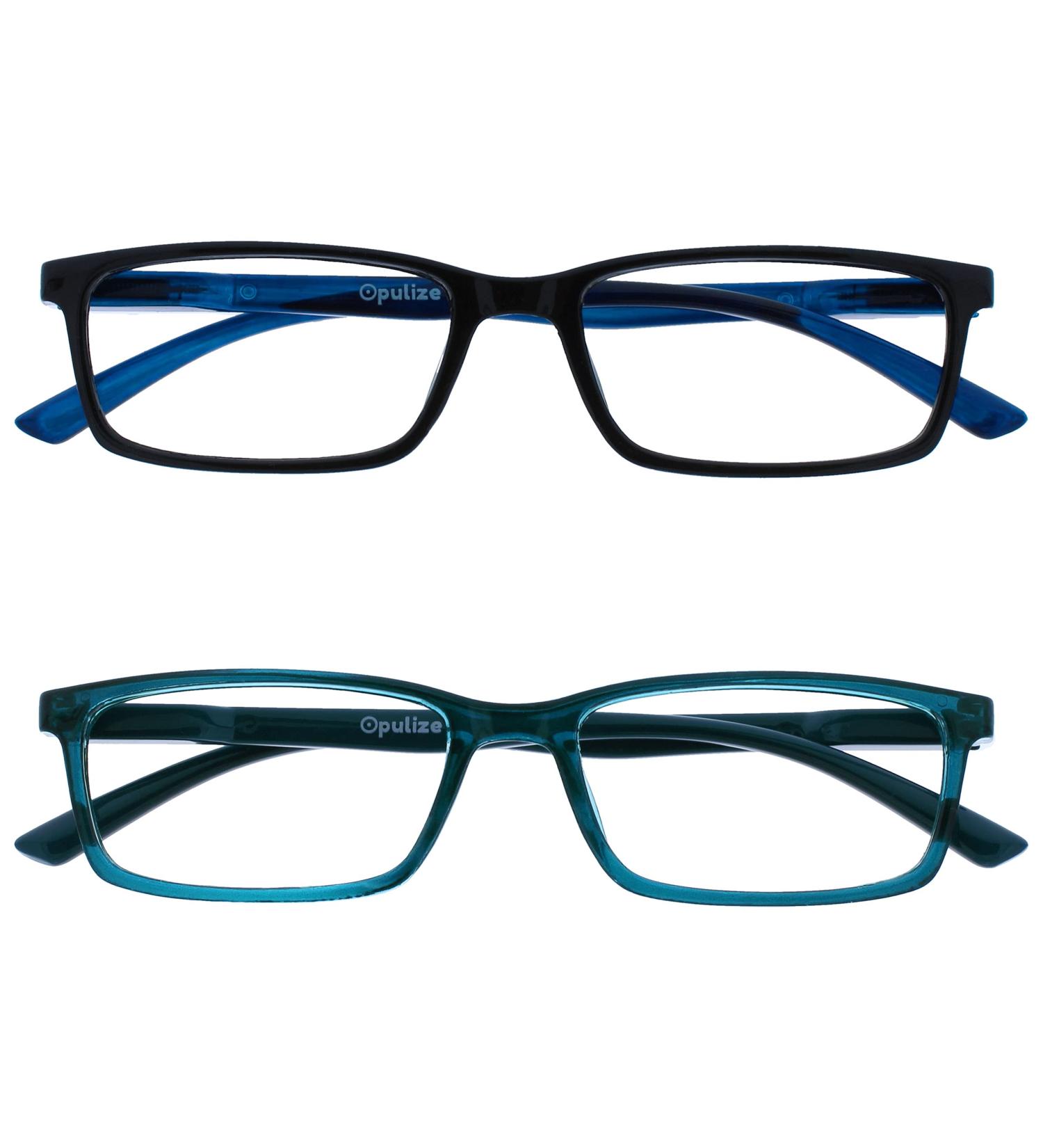 Opulize Blue Light Filter Glasses for Men | Narrow Frame Spring Hinges +1.00 Diopters | Gaming & Computer Use | Stylish Black/Turquoise Sea Glasses - Buy Online on GoSupps.com