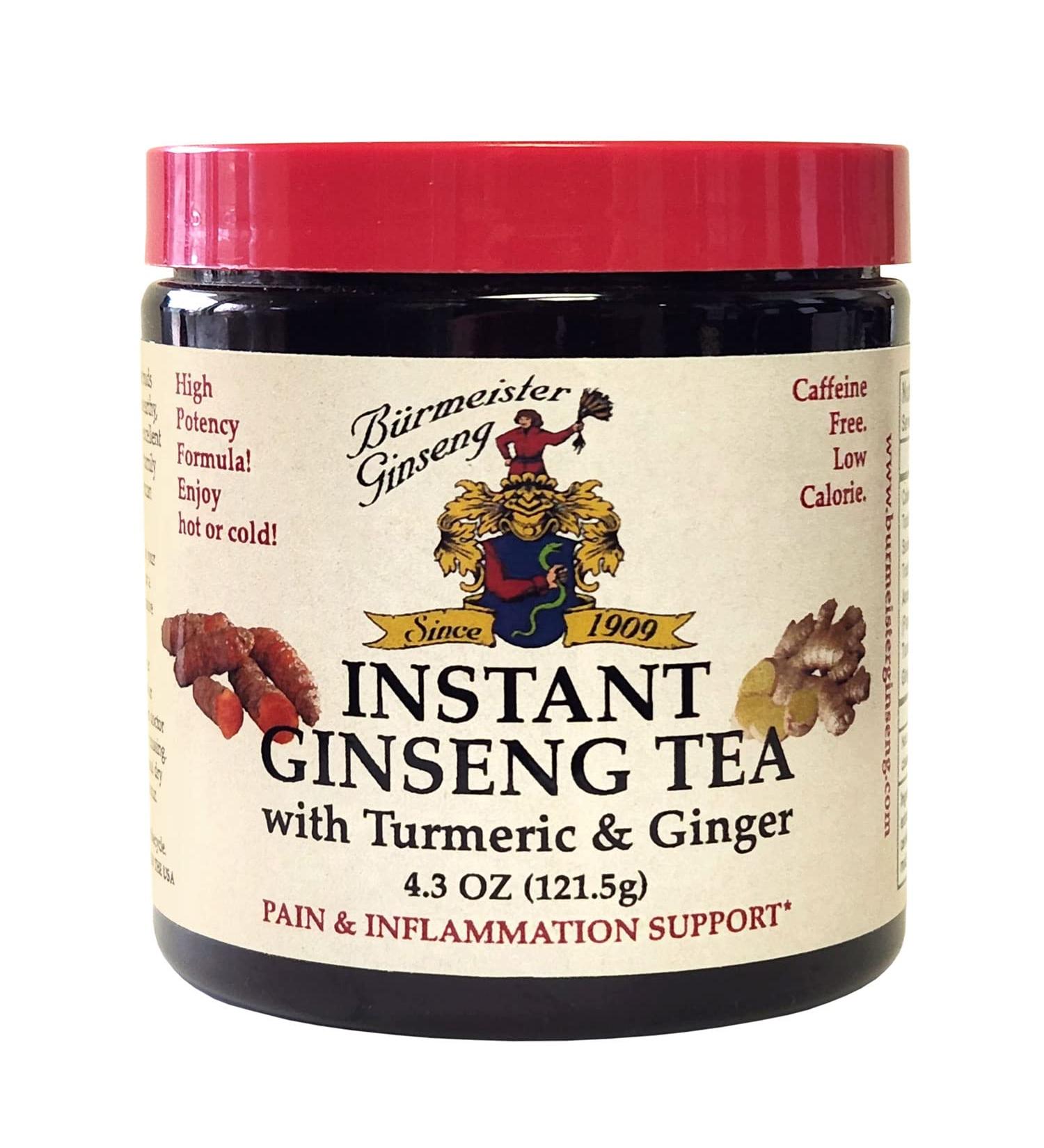 Burmeister Ginseng Instant Golden Milk Ginseng Tea with Turmeric & Ginger 5.6oz 50 Servings Natural Energy & Wellness Boost 4.3 Ounces Jar - Buy Online on GoSupps.com