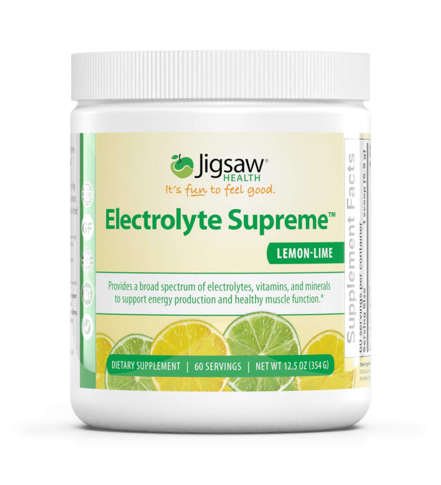 Jigsaw Health Electrolyte Supreme - Lemon Lime - 60 Servings of Electrolytes & Trace Minerals - International Shipping Available - Buy Online on GoSupps.com
