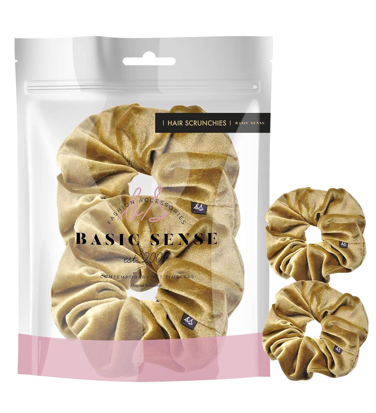 2 PCS Large Premium Hair Velvet Scrunchies in Golden Brown for Women, Girls, and Kids - Buy Online on GoSupps.com