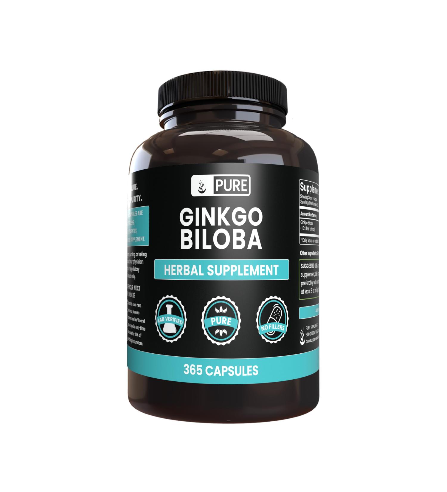 PURE ORIGINAL INGREDIENTS Ginkgo Biloba (365 Capsules) No Magnesium Or Rice Fillers Always Pure Lab Verified 365 Count (Pack of 1) - Buy Online on GoSupps.com